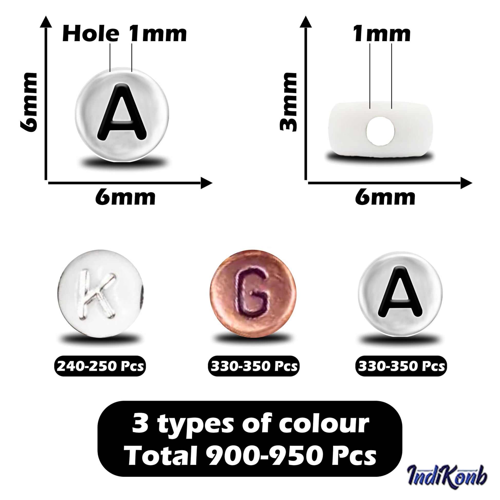 Gold and silver 6mm and 3mm beads help create handmade beadwork accent to handmade projects in necklace making and DIY jewellery projects.