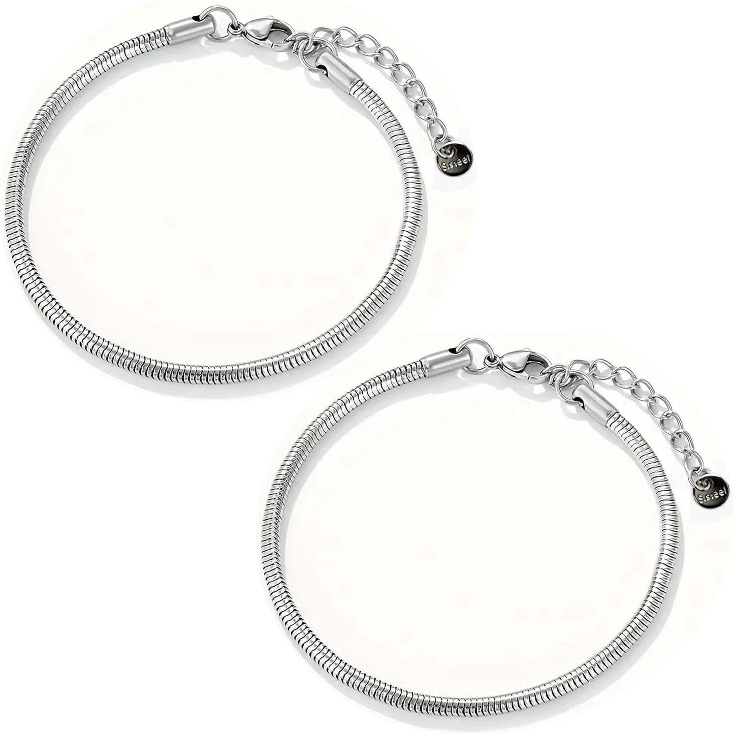 Silver Steel Snake Bracelet Making Cord Chain for Women and Girls Stainless Steel. Main product image showing the bracelet design and overall finish.