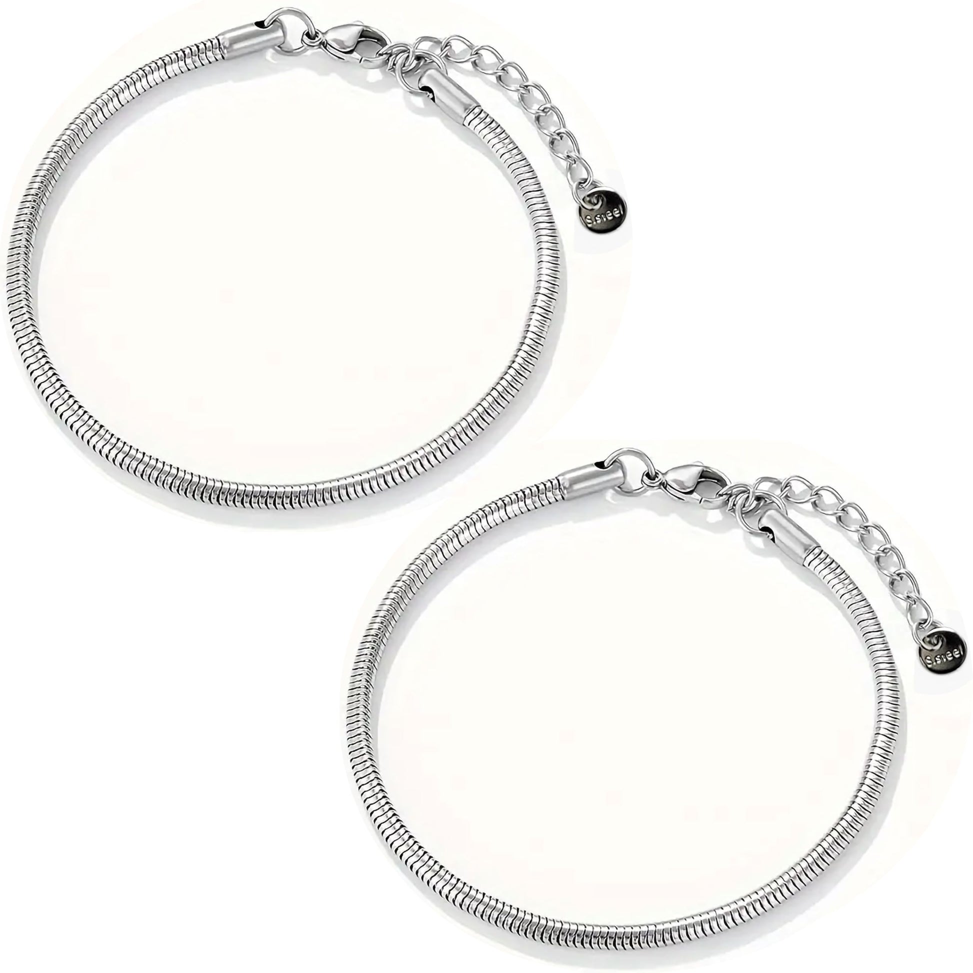 Silver Steel Snake Bracelet Making Cord Chain for Women and Girls Stainless Steel. Main product image showing the bracelet design and overall finish.