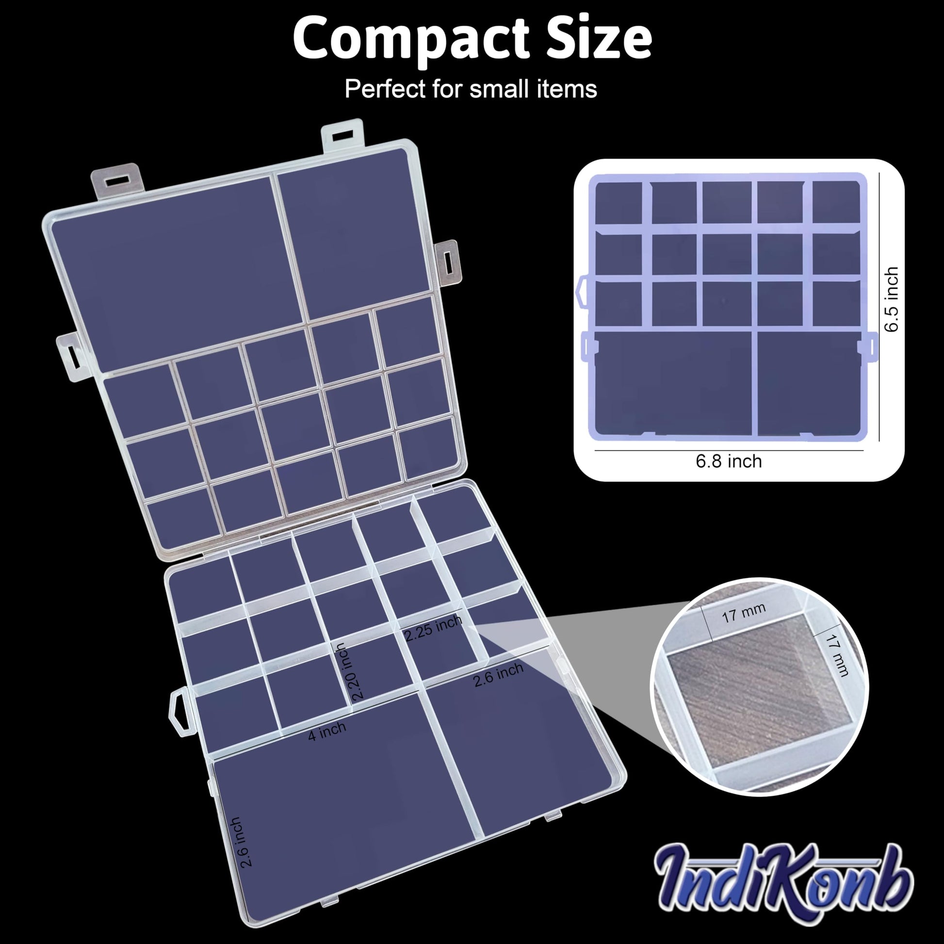 1724 Cells Transparent Plastic Organizer Box with Compartments. Detailed image showing material, texture, and design.