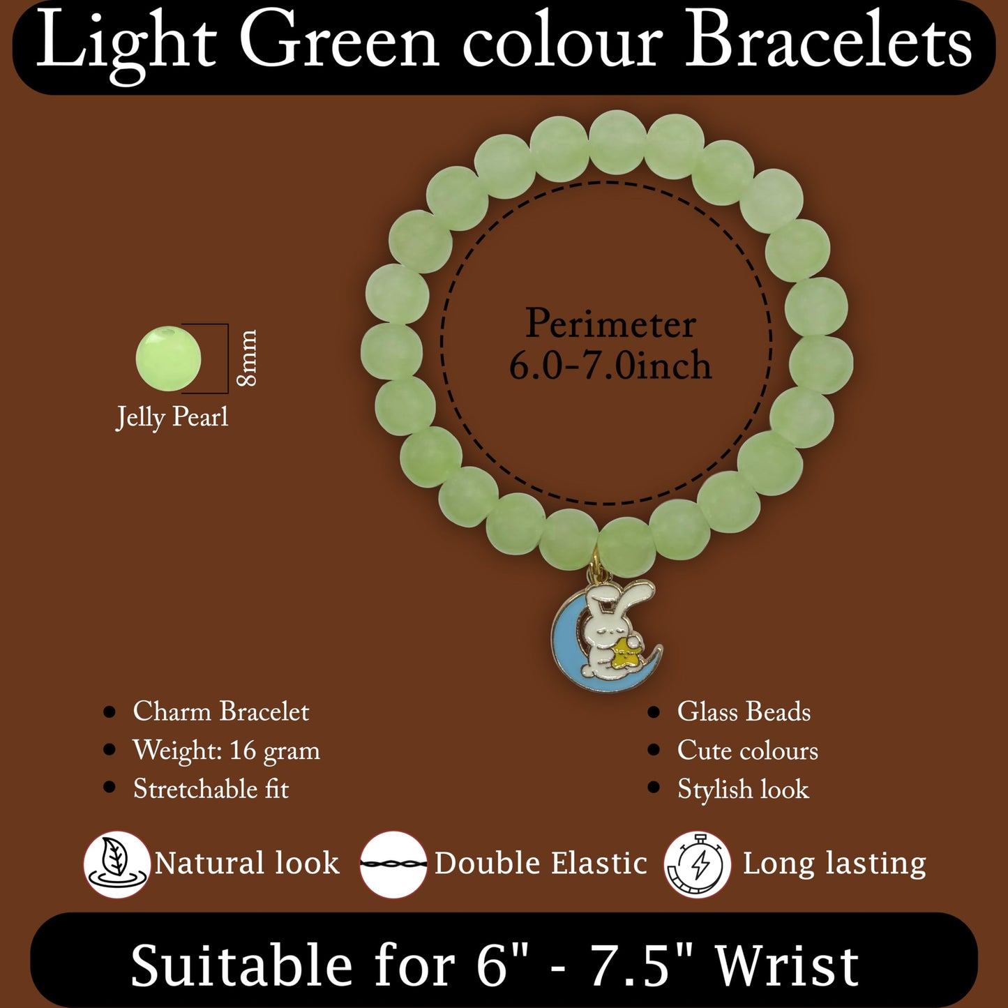 Layer friendship bracelets with green beads for a playful stack-ready wrist look.