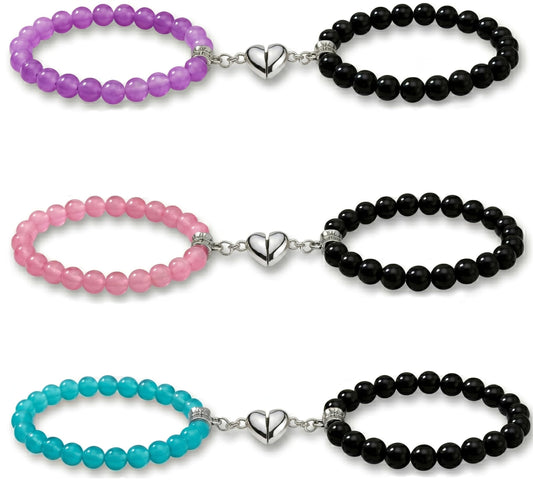 Celebrate friendship styling with 3-pair magnetic heart bracelets for BFF gifting.