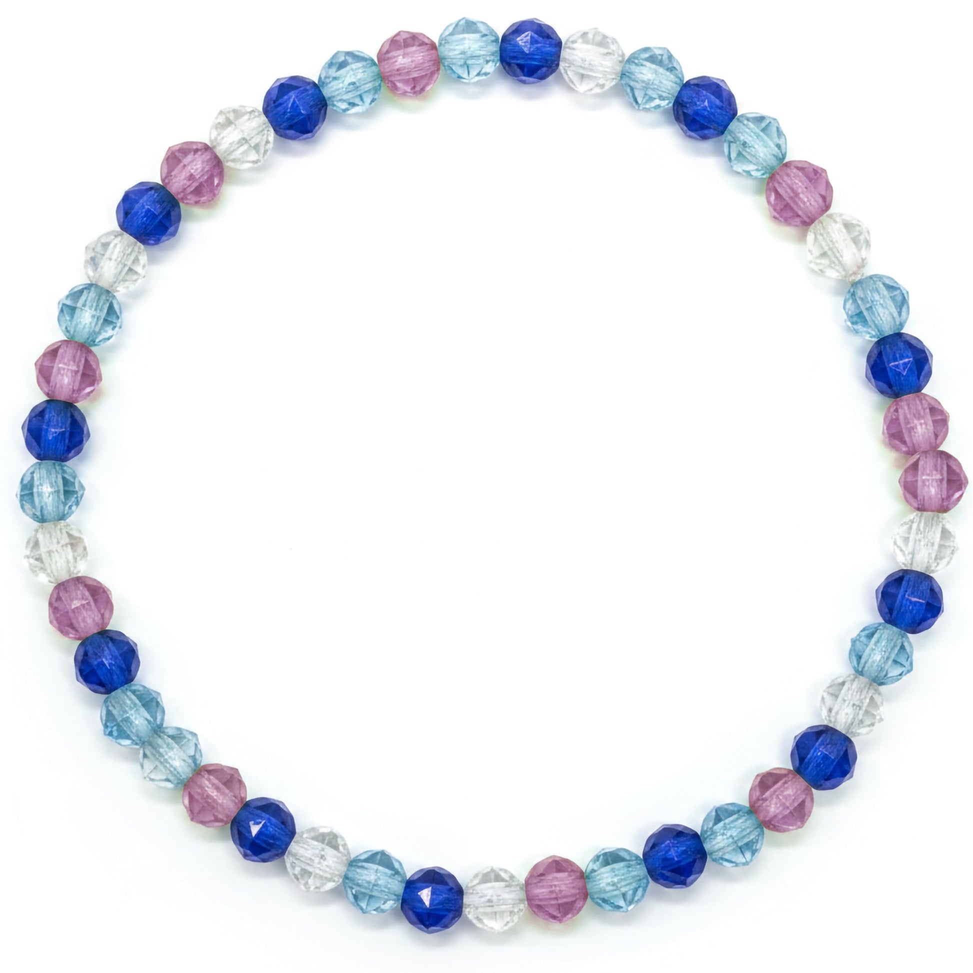 Add easy sparkle to wrist stacks with a blue faceted beaded bracelet for women and girls.