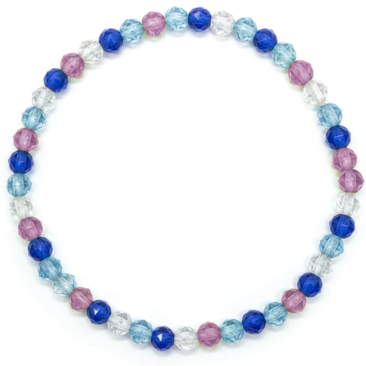 Add easy sparkle to wrist stacks with a blue faceted beaded bracelet for women and girls.