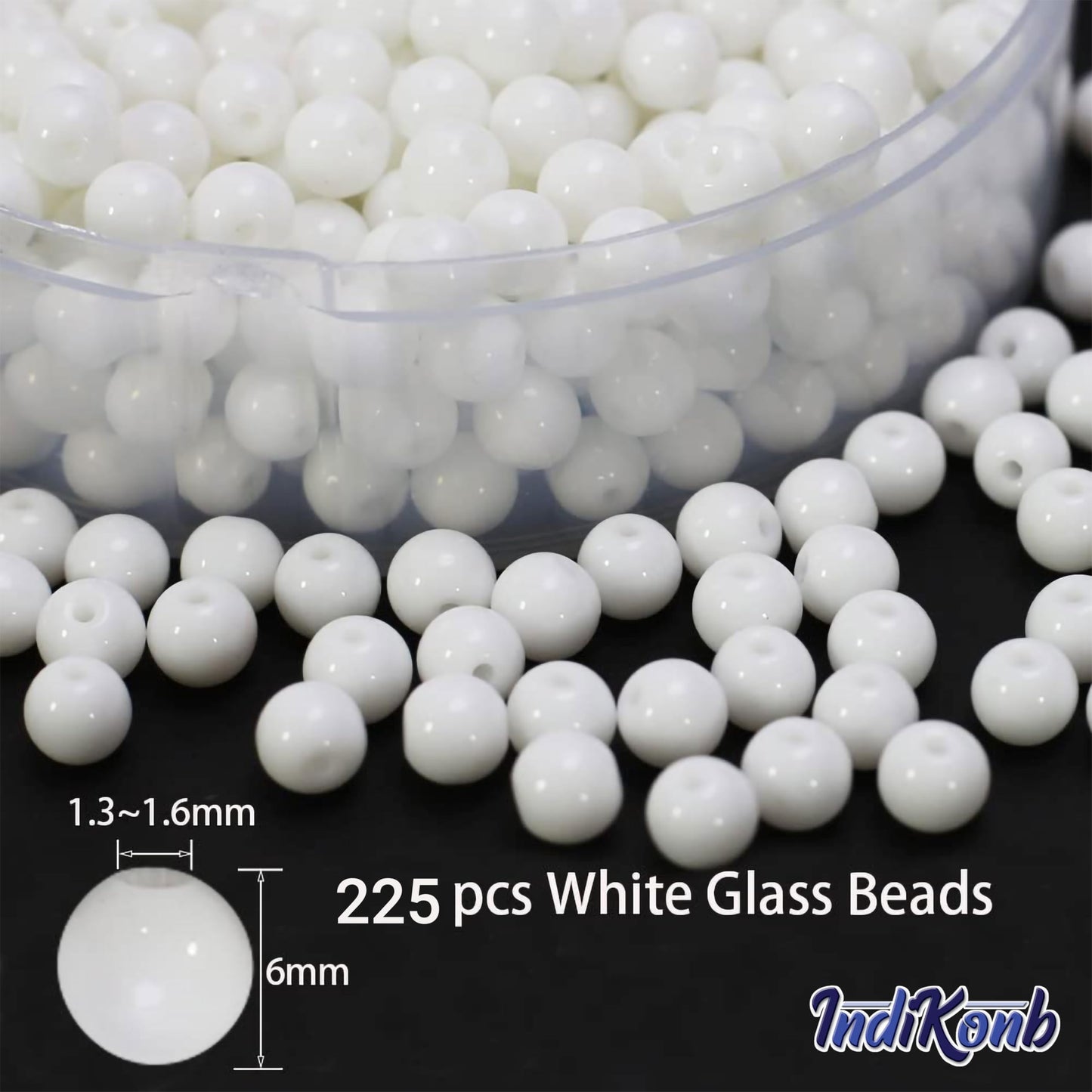 For polished results in DIY jewellery projects, beading craft and decorative craft finishing, white and silver 6mm beads help complete the design.