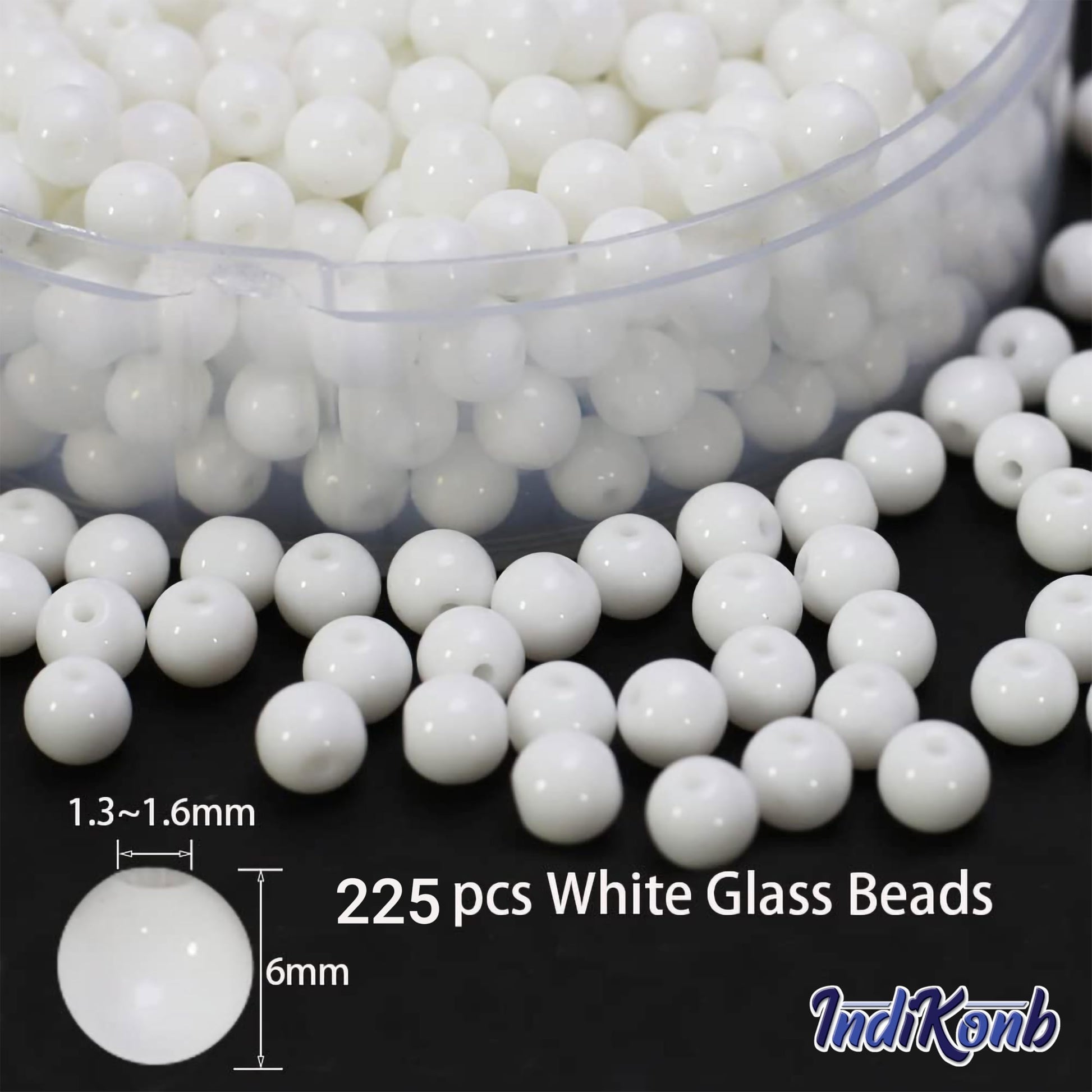 For polished results in DIY jewellery projects, beading craft and decorative craft finishing, white and silver 6mm beads help complete the design.