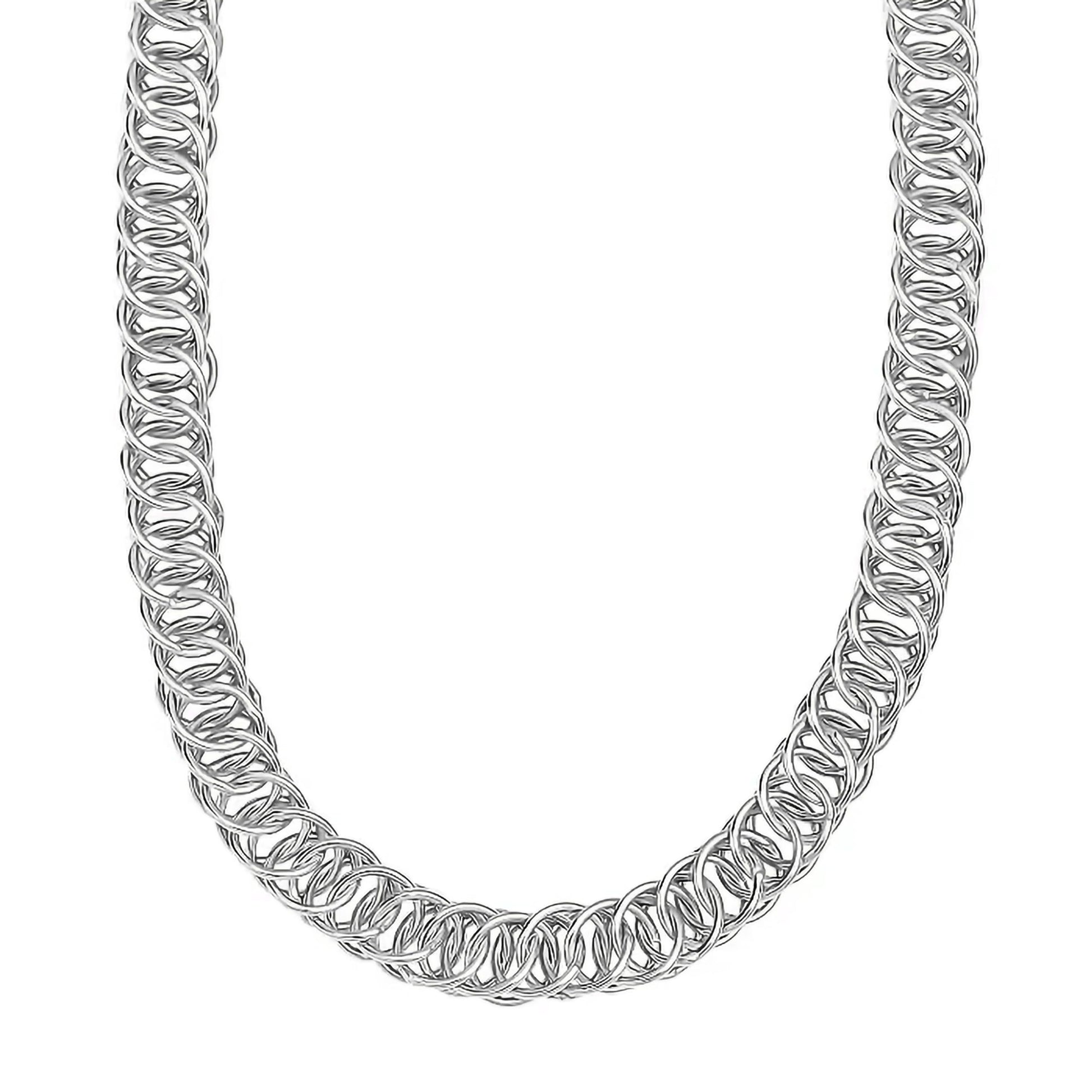 Make fashion accessories look more detailed with silver tone woven neck chains for men's jewelry styling.