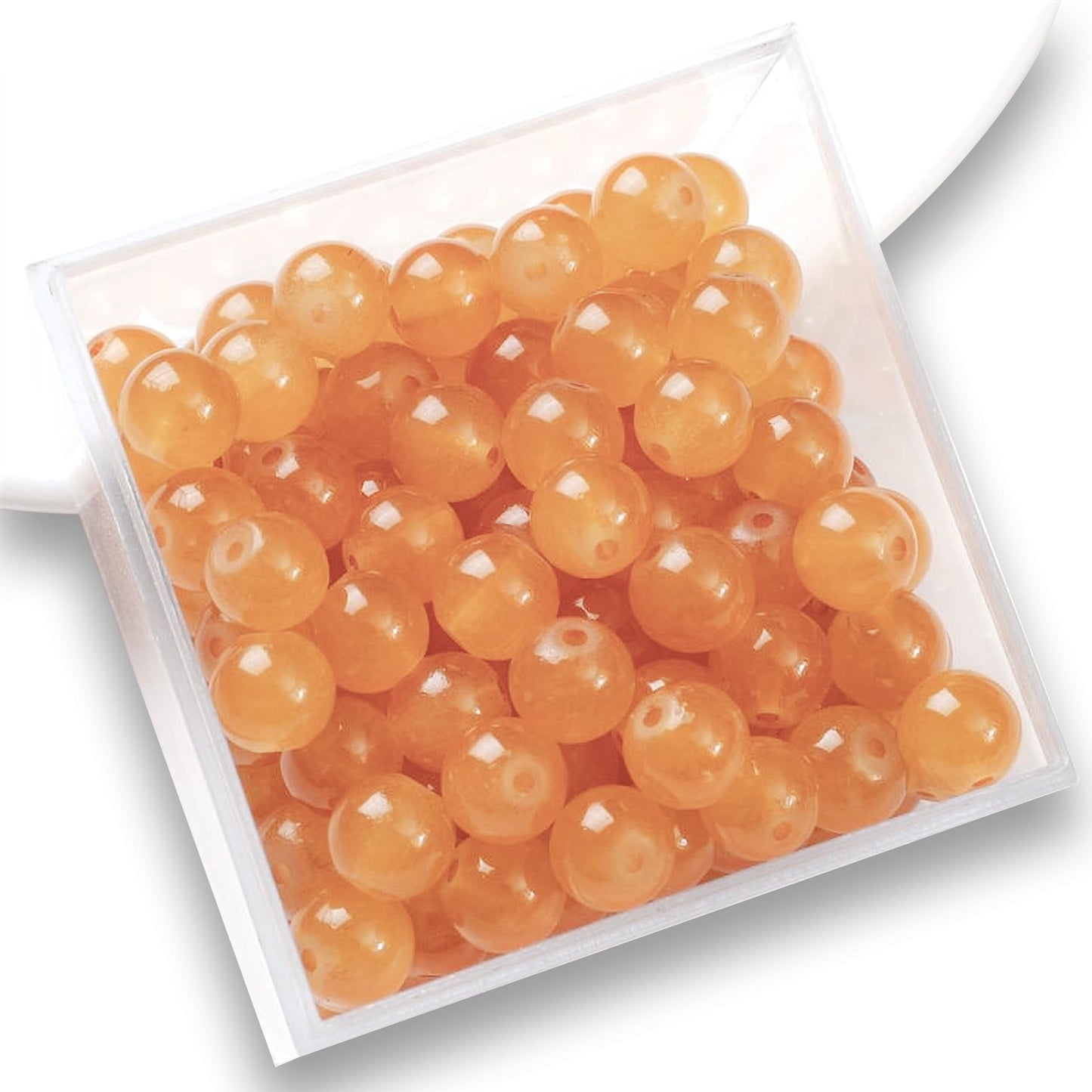 Light brown and pearl 8mm beads fit into bracelet making, necklace making and DIY jewellery projects without making the design feel heavy.