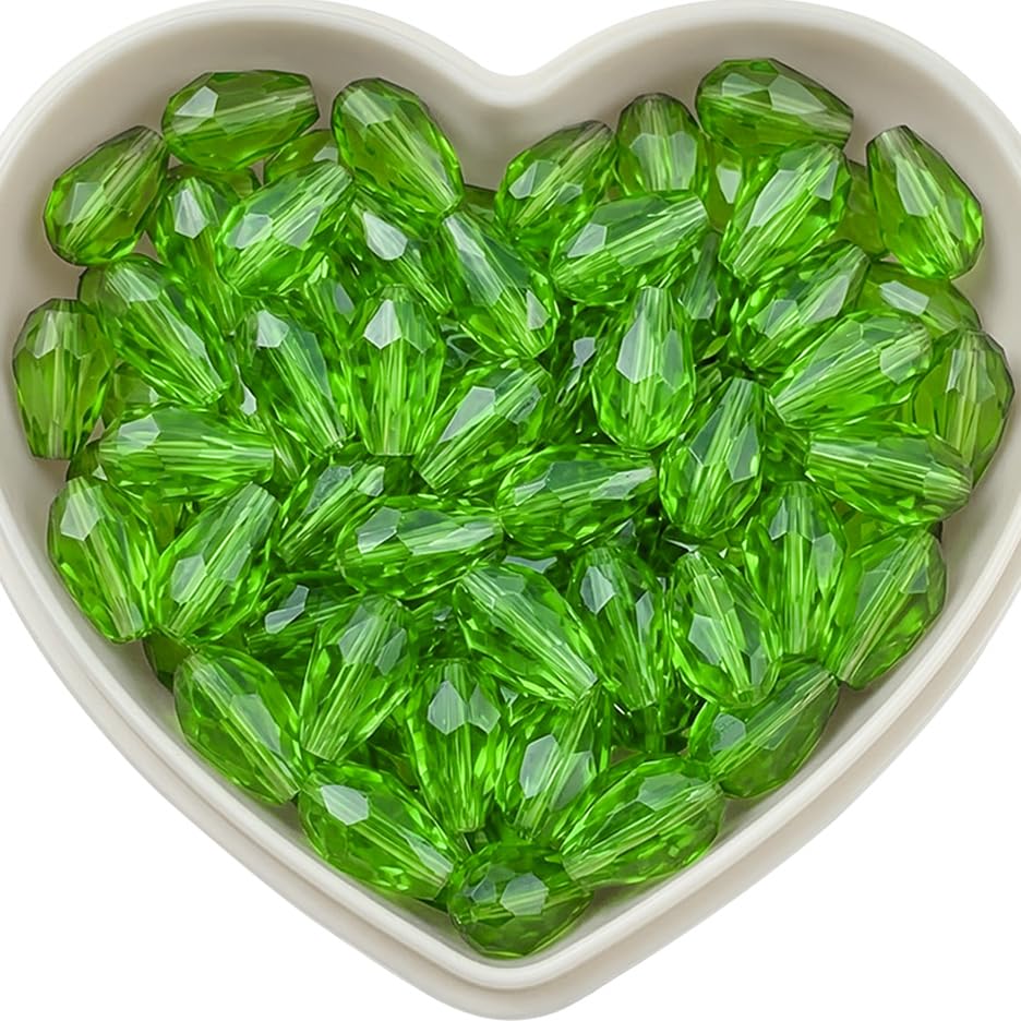 Add graceful dangle accents to earrings and charms with 10x6mm green faceted teardrop beads.