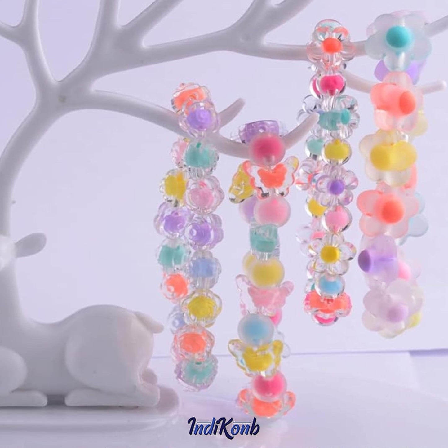 The look of flower beads and multicolour plastic and acrylic beads suits beading craft, especially for neat craft texture, useful in handmade accessories and bracelet making.