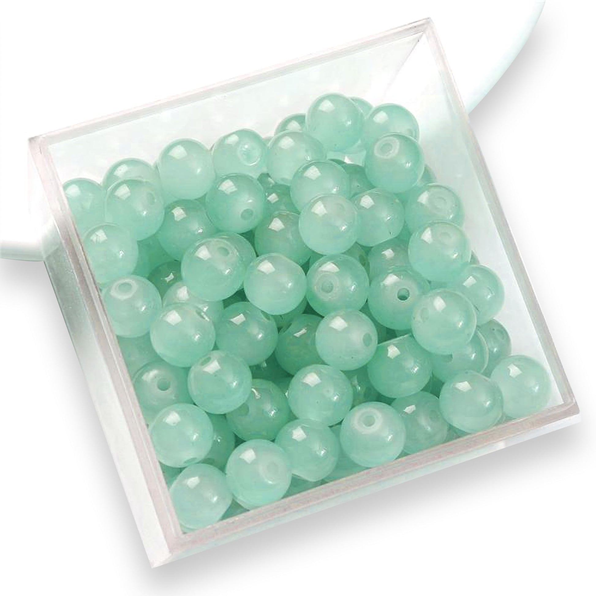 Bracelet making, necklace making and DIY jewellery projects benefits from aqua and blue 8mm beads and clean decorative look.
