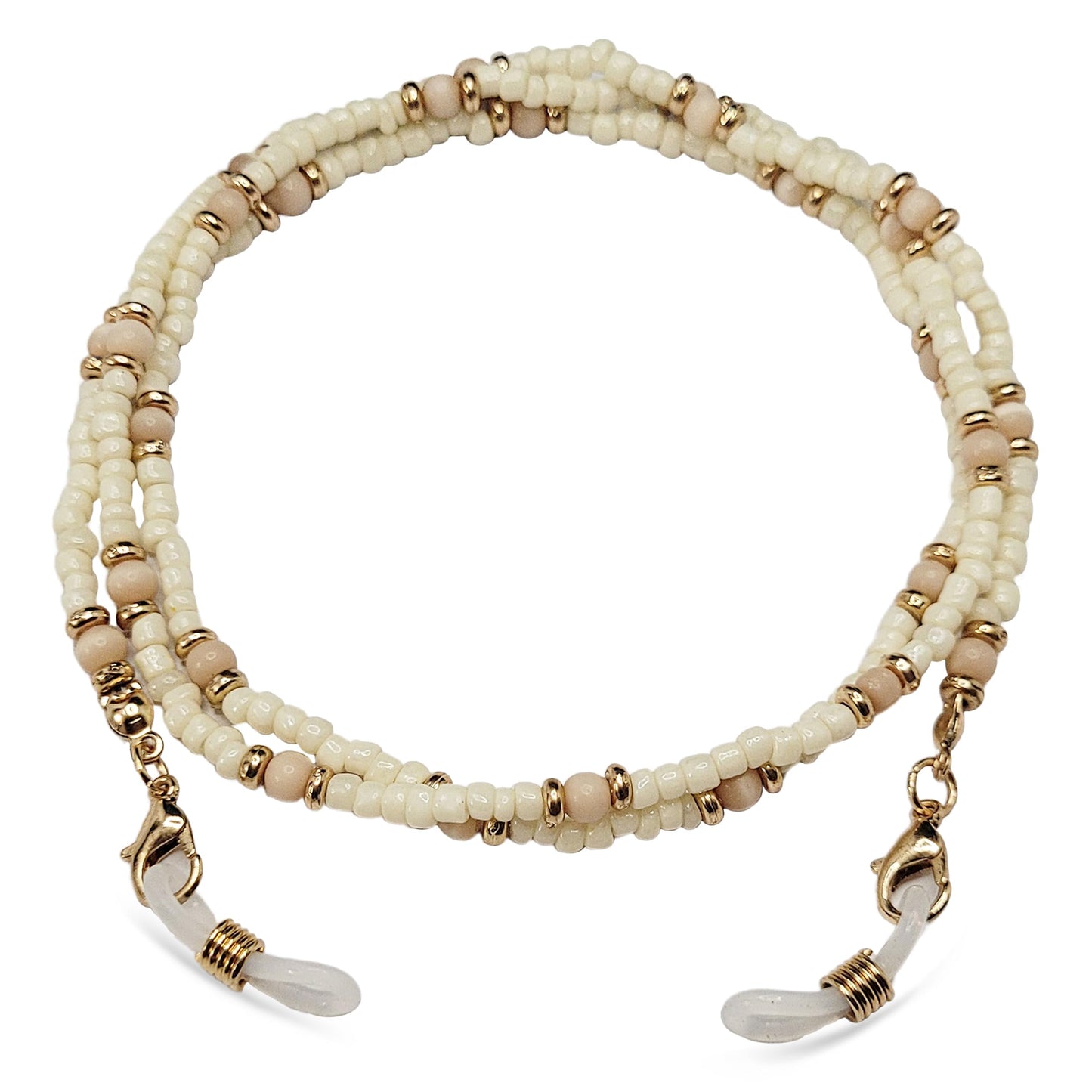 For glasses and sunglasses, daily wear and travel use, offwhite peach glass eyewear strap adds a balanced decorative detail.