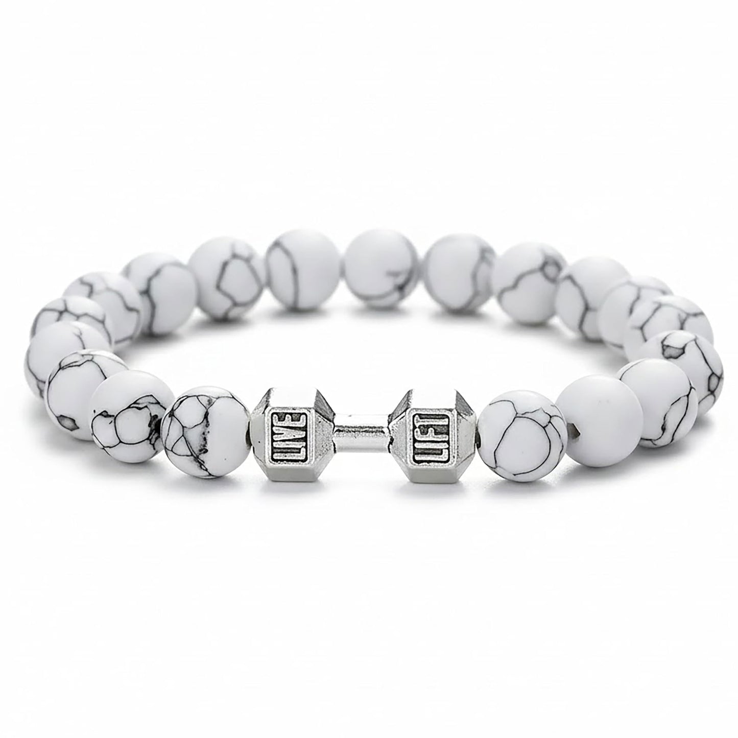 Dumbbell Bracelet for Men & Women, Gym Lover Fitness white product image