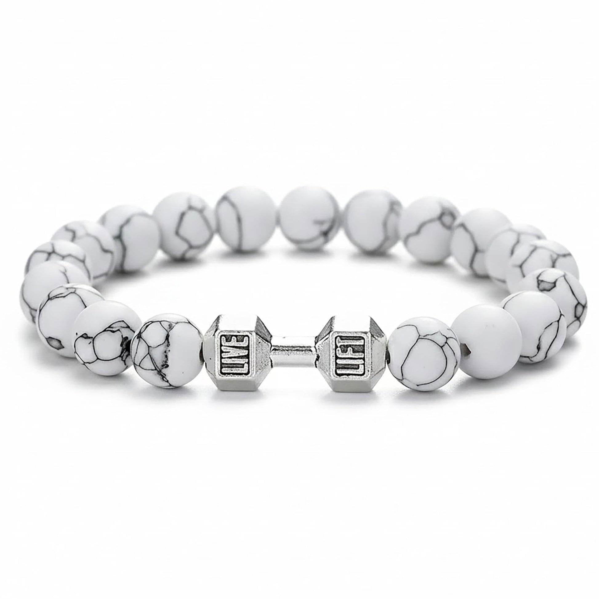 Dumbbell Bracelet for Men & Women, Gym Lover Fitness white product image