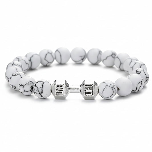 Dumbbell Bracelet for Men & Women, Gym Lover Fitness white product image