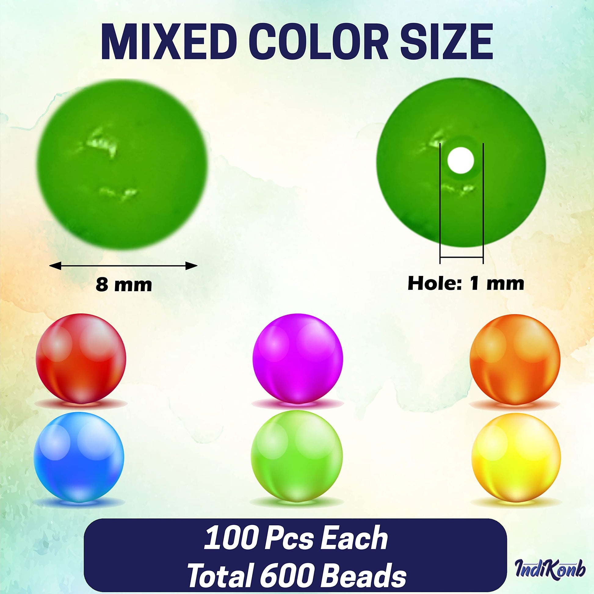 For neat results in DIY jewellery projects, beading craft and decorative craft finishing, multicolour ice and pearl 8mm and 1mm beads are a useful detail.