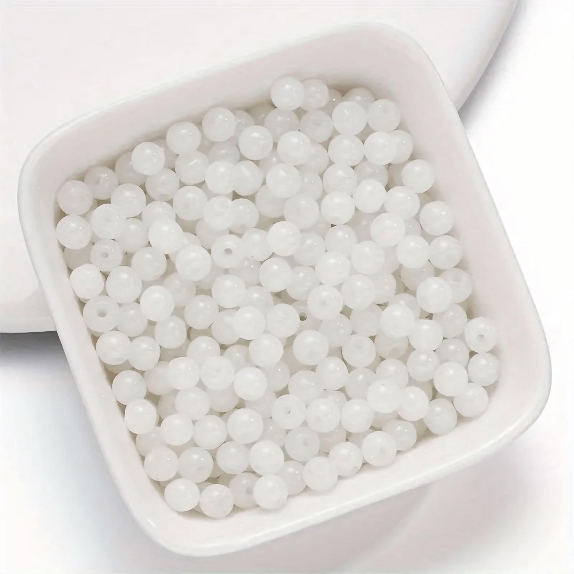 Glass Frost Beads 6mm White Matte Finish Round Beads for. Main product image showing the full assortment for jewelry making and craft work.