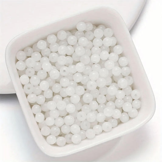 Glass Frost Beads 6mm White Matte Finish Round Beads for. Main product image showing the full assortment for jewelry making and craft work.