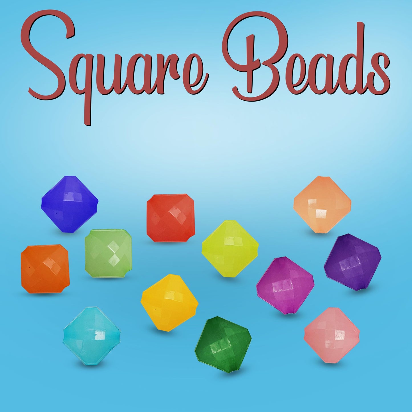 Multicolour Square-Shaped Beads Set - 10mm, 480 pcs