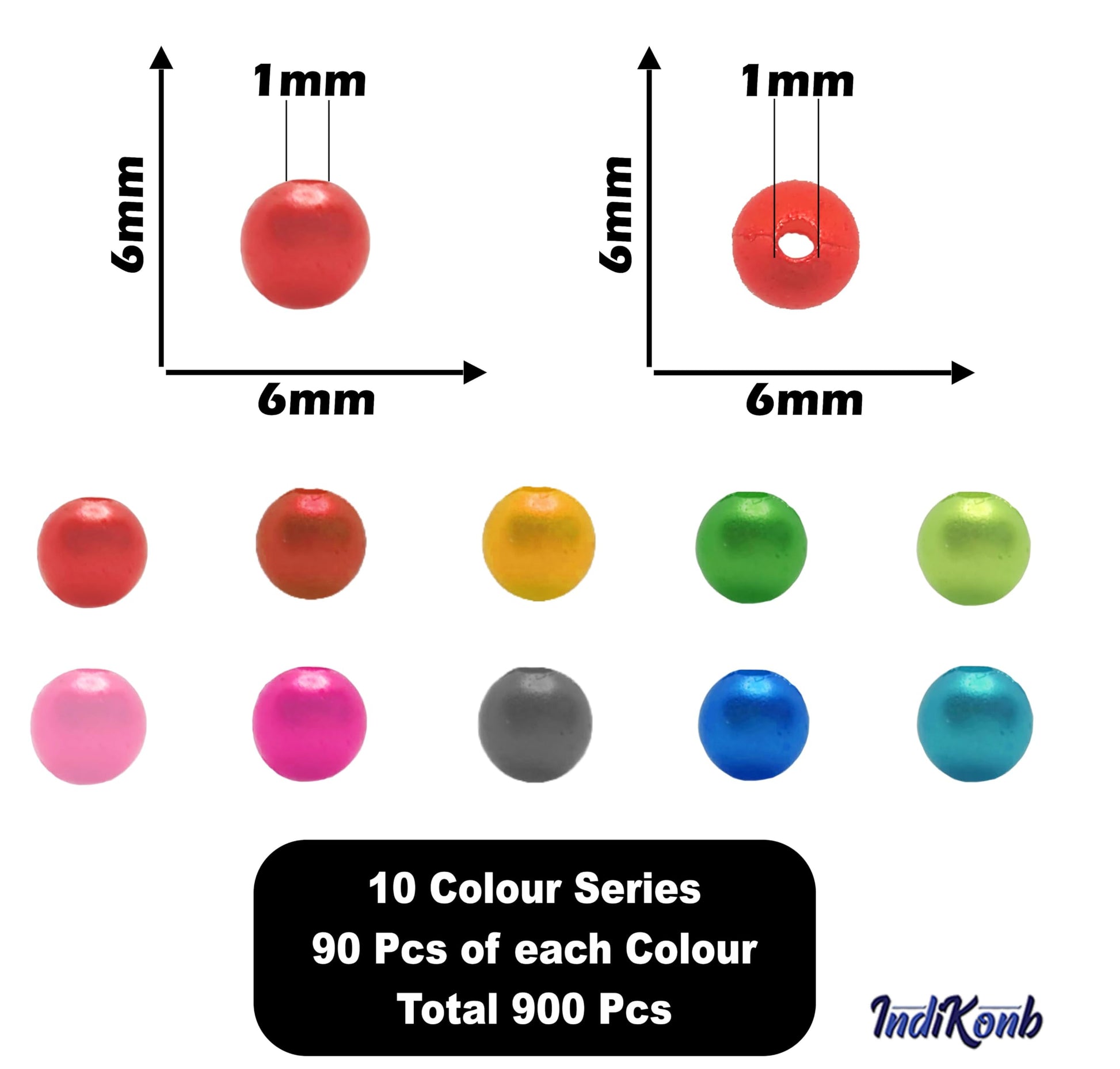 The handmade beadwork accent to handmade projects with pearl detail finish of multicolour and pearl 6mm beads works nicely in necklace making and DIY jewellery projects.