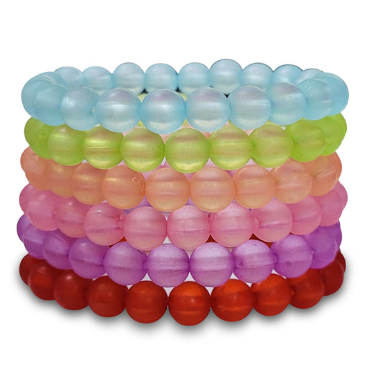 Multicolour and pastel glass and elastic bracelet is a clean finishing element for everyday styling, party wear and gifting.