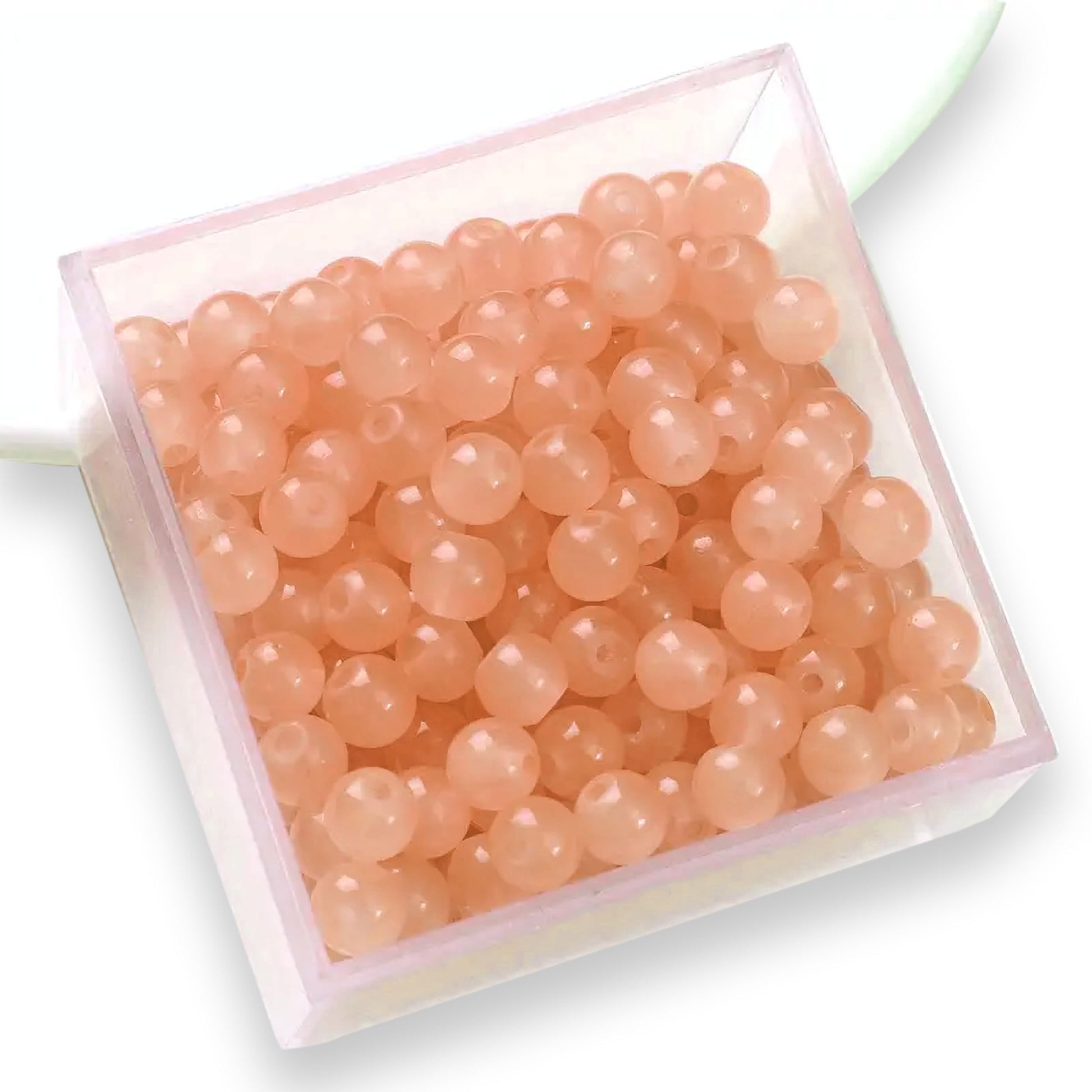 Peach and pearl 6 mm and 6mm beads keep bracelet making, necklace making and DIY jewellery projects visually clean while adding clean decorative look.