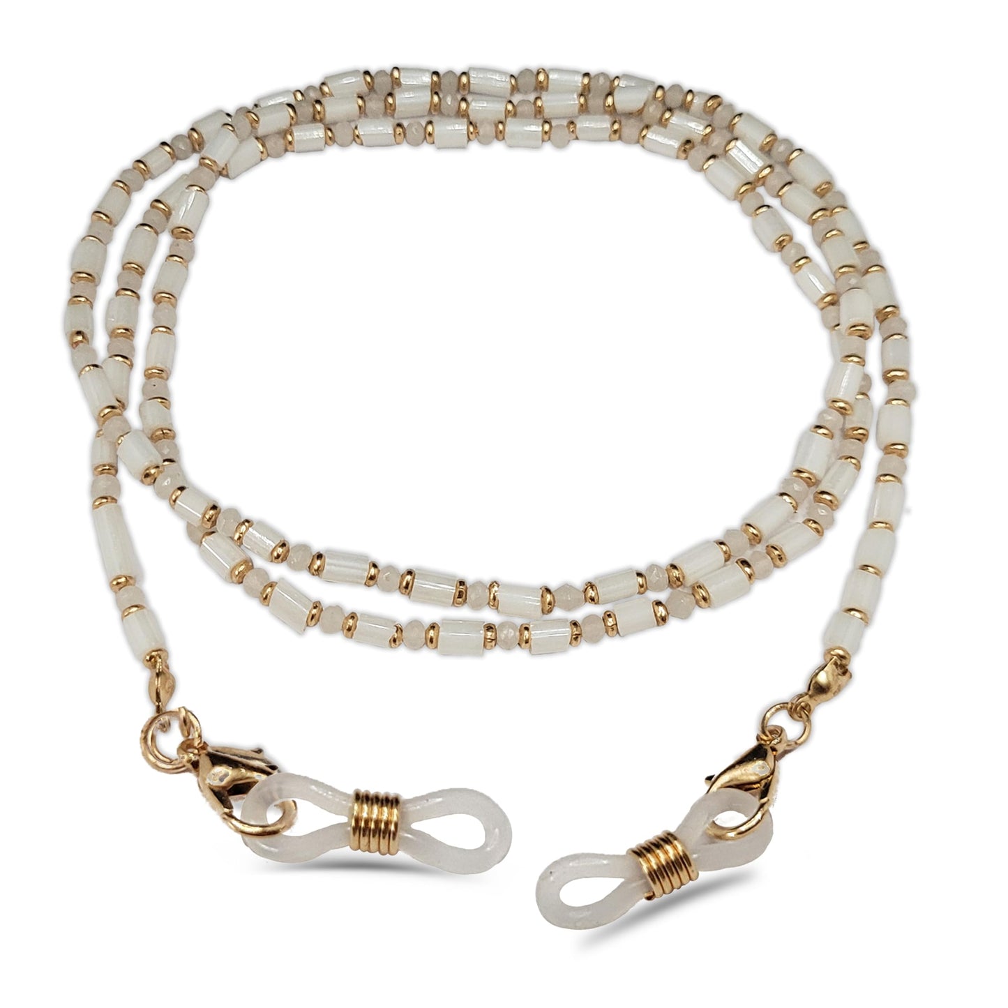 A balanced detail for glasses and sunglasses, daily wear and travel use, white gold glass eyewear strap offers a clean decorative look.