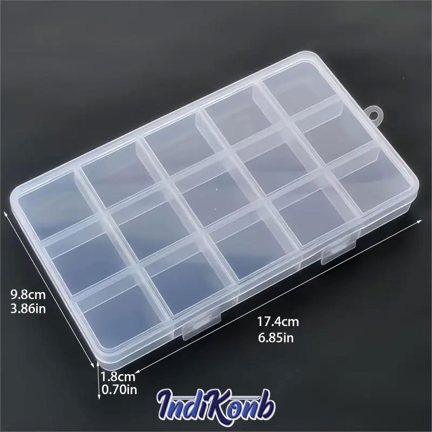 101524 Cells Transparent Plastic Organizer Box with Compartments. Detailed image showing material, texture, and design.