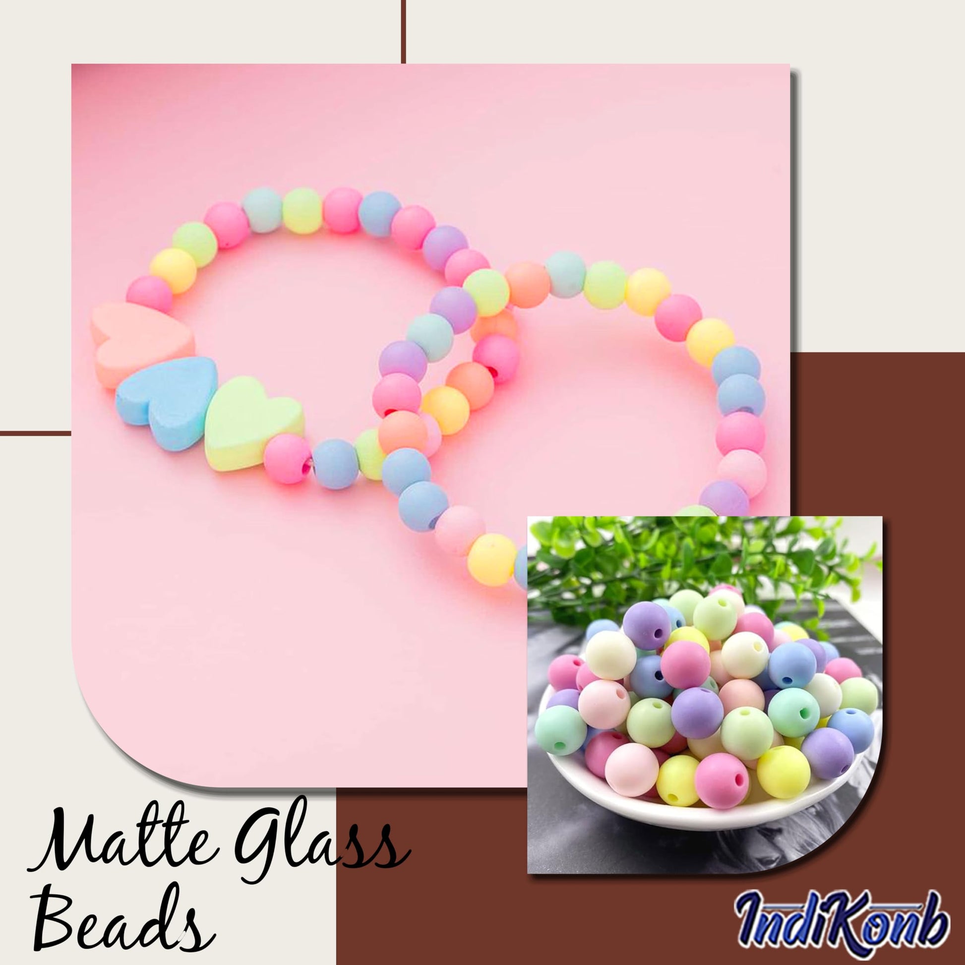 Handmade accessories and bracelet making can look sharper with white and multicolour 8mm beads.