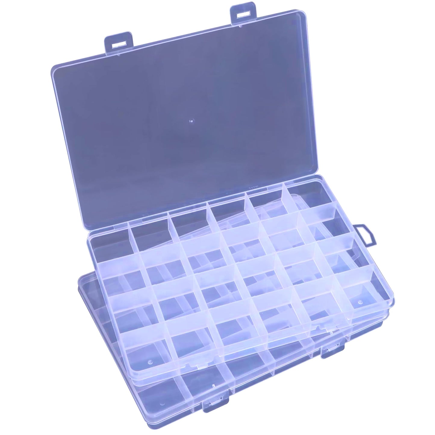 2 Box Plastic Partition Organizer with 24 Compartments. Main product image showing the full product layout.
