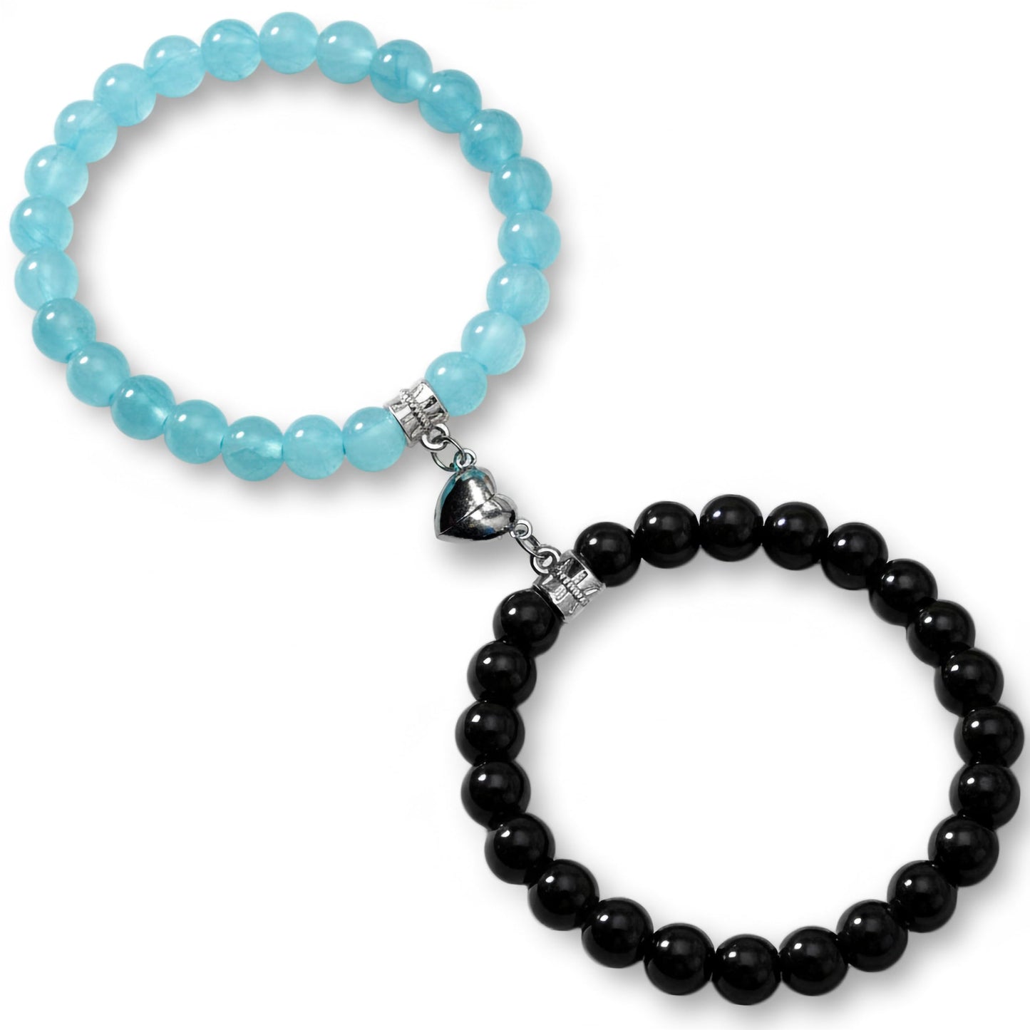 Celebrate friendship styling with black and blue 1-pair magnetic heart bracelets for BFF gifting.