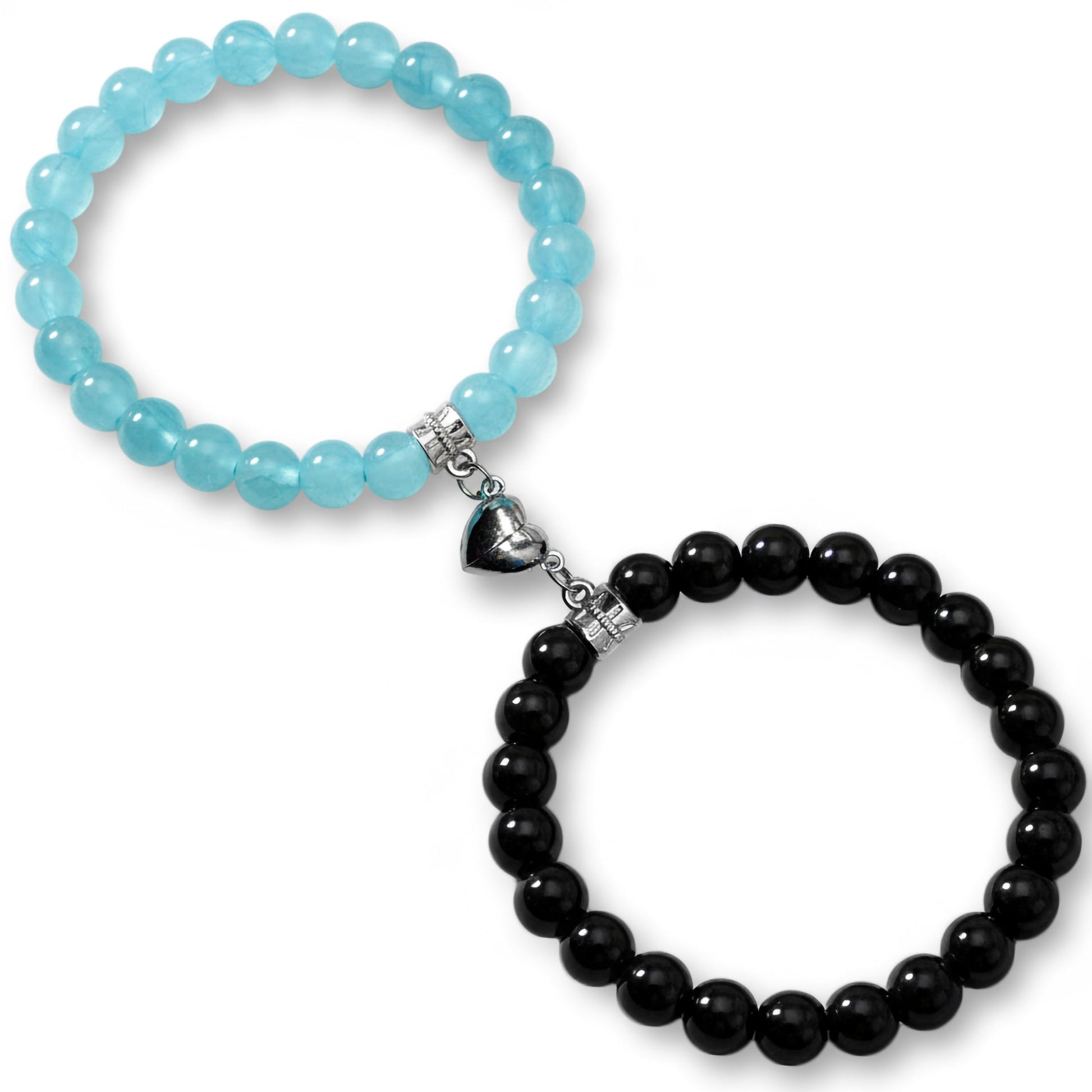 Celebrate friendship styling with black and blue 1-pair magnetic heart bracelets for BFF gifting.