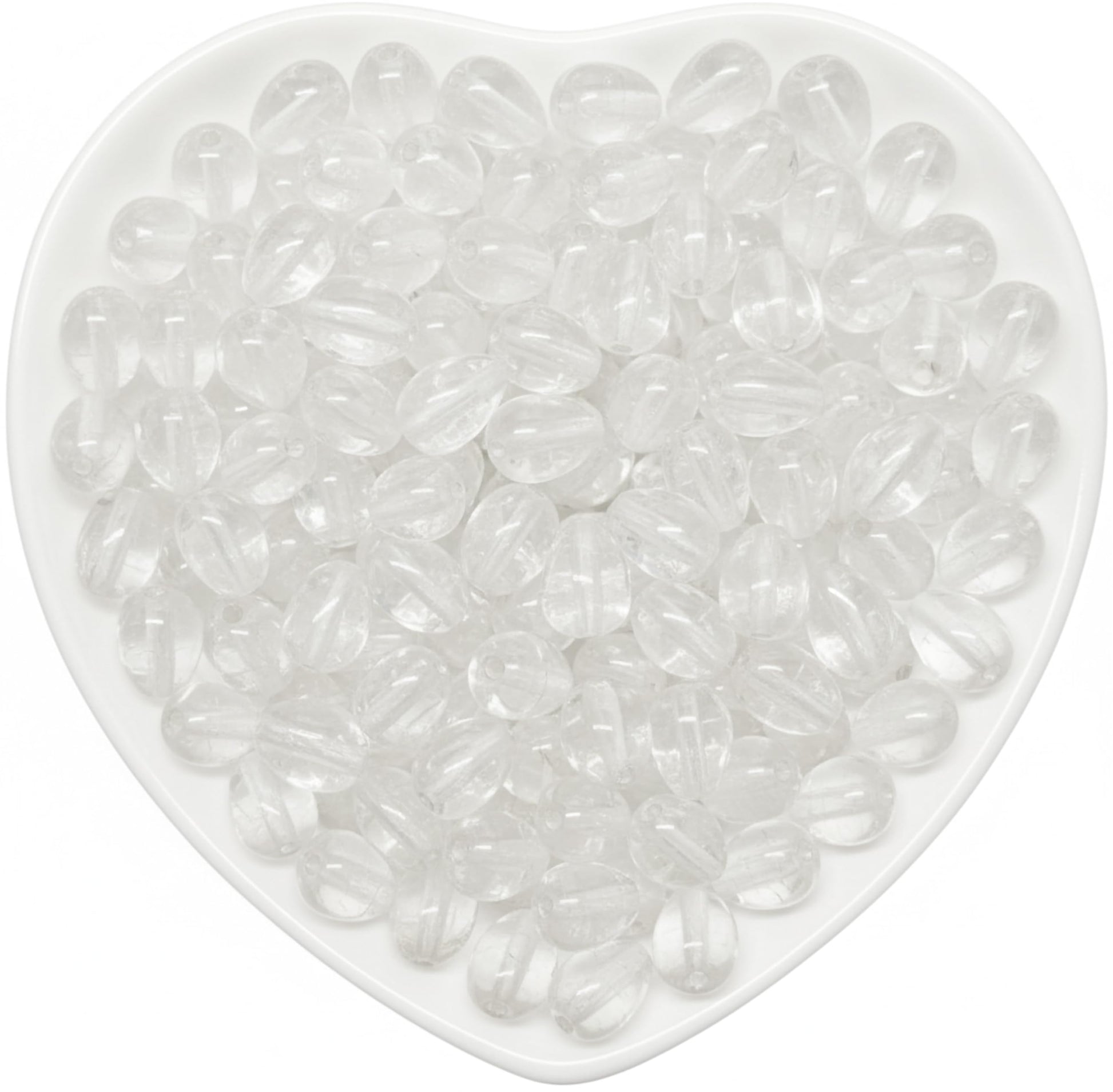 Use 10x6mm white glass beads to add dainty movement to necklaces, anklets and craft designs.