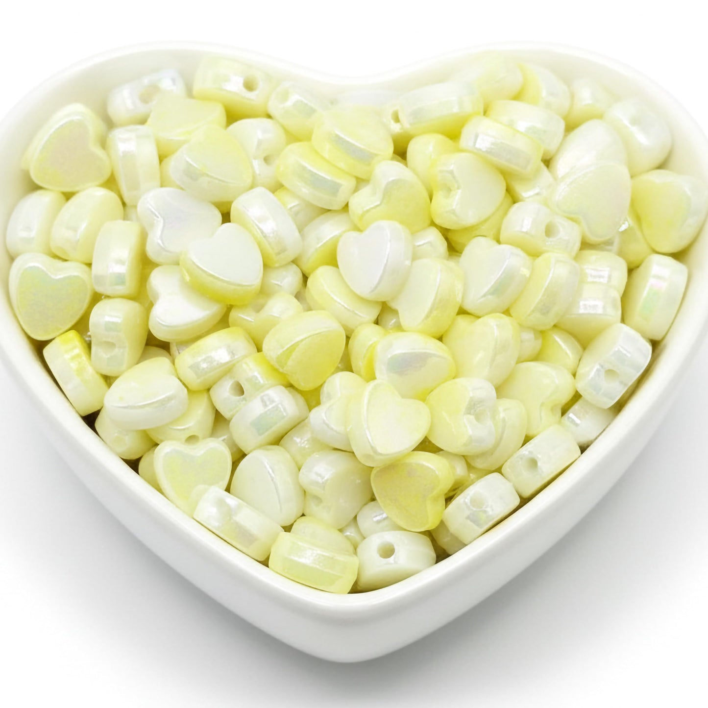 DIY Heart Beads for Jewelry Making, Iridescent Acrylic Heart Yellow product image