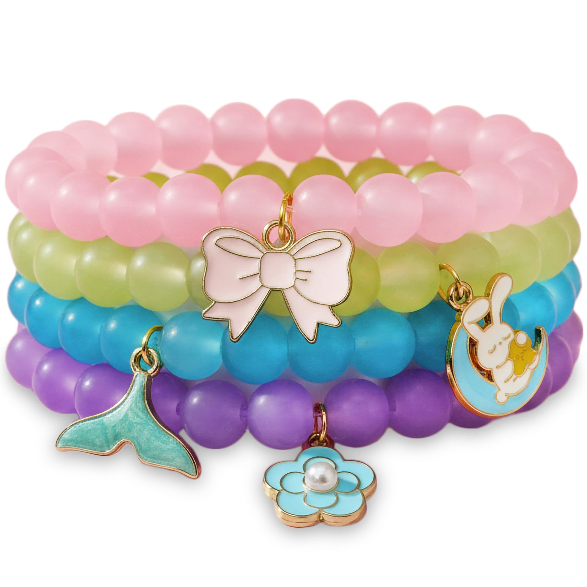 Add a sweet handmade touch to wrist styling with a 4-piece beaded bracelet set.