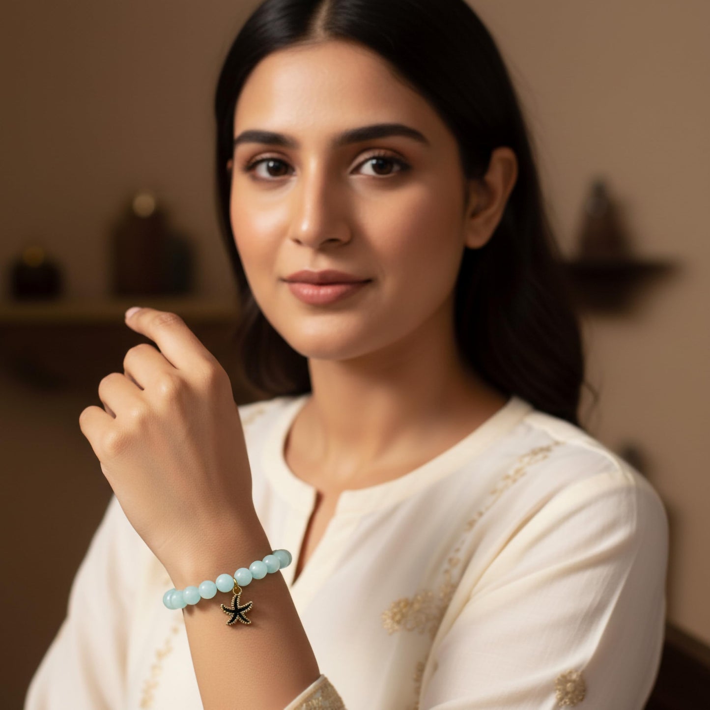 Make everyday styling brighter with a sky blue beaded bracelet that feels playful and easy.