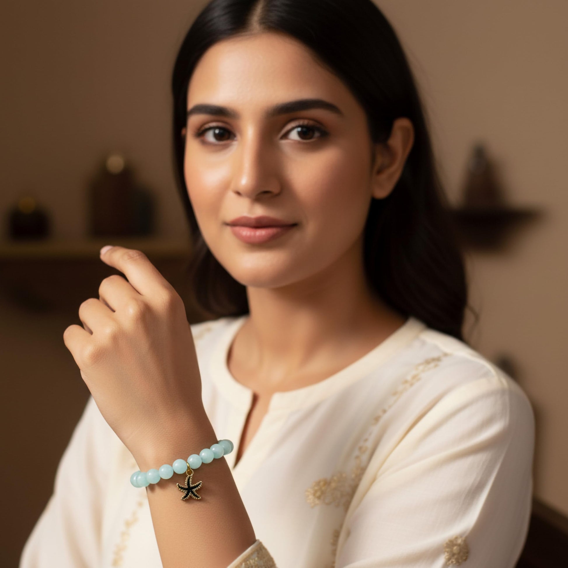 Make everyday styling brighter with a sky blue beaded bracelet that feels playful and easy.