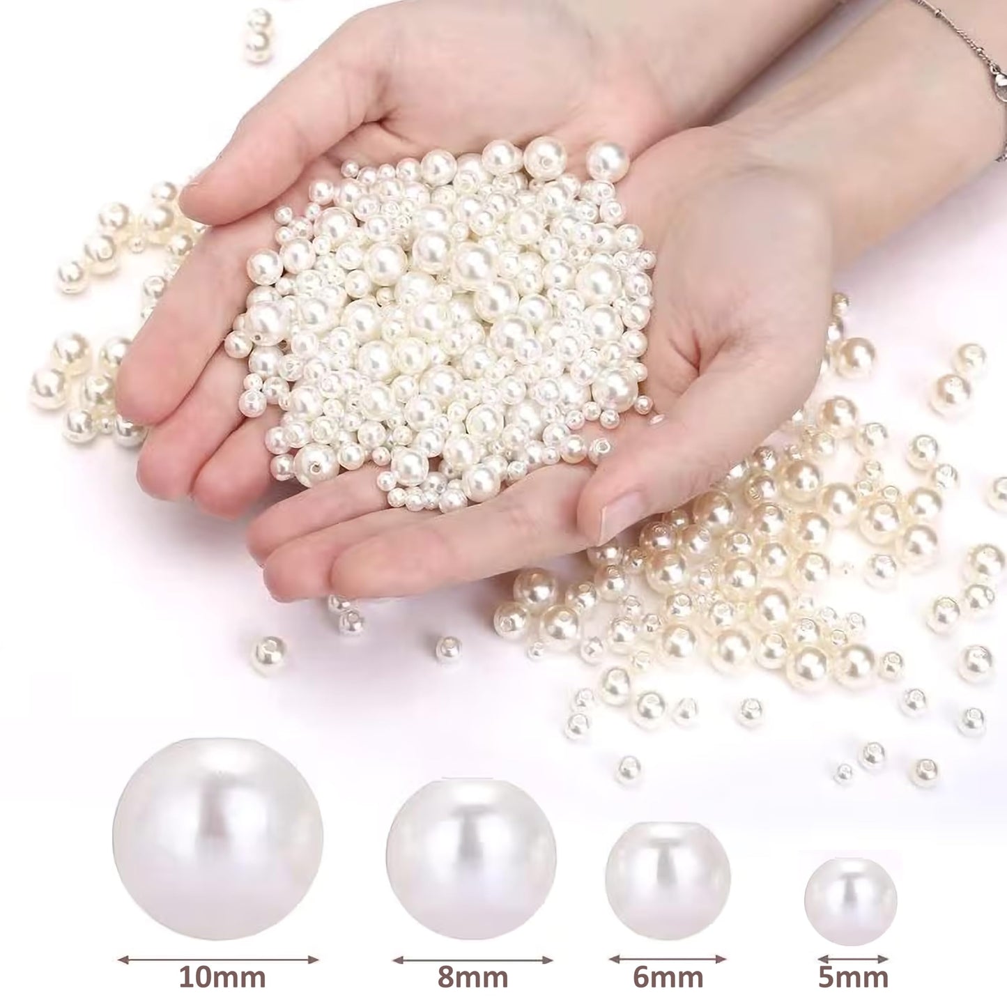 White Pearl Beads Set 5mm 6mm 8mm 10mm for Jewellery Making image 4