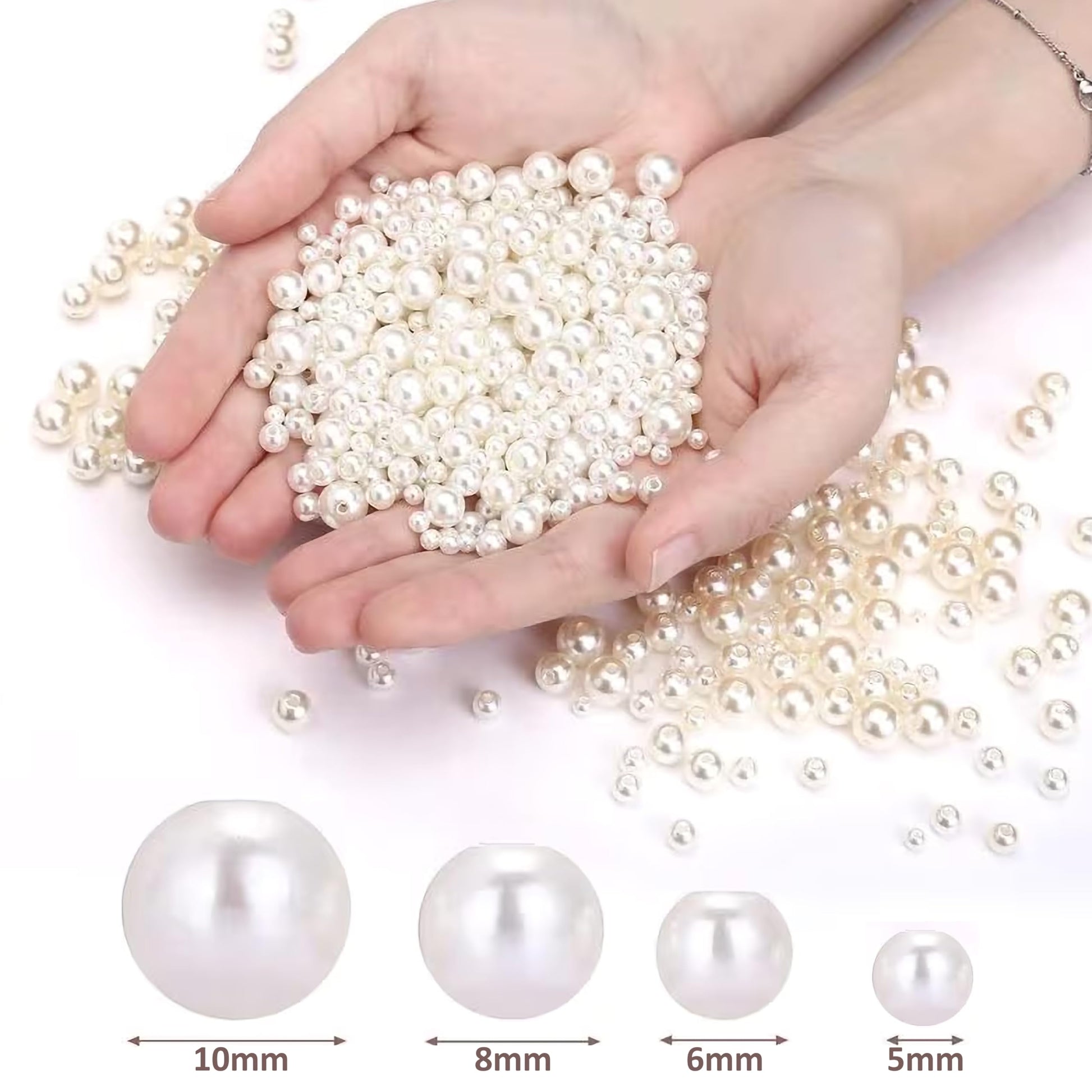 White Pearl Beads Set 5mm 6mm 8mm 10mm for Jewellery Making image 4