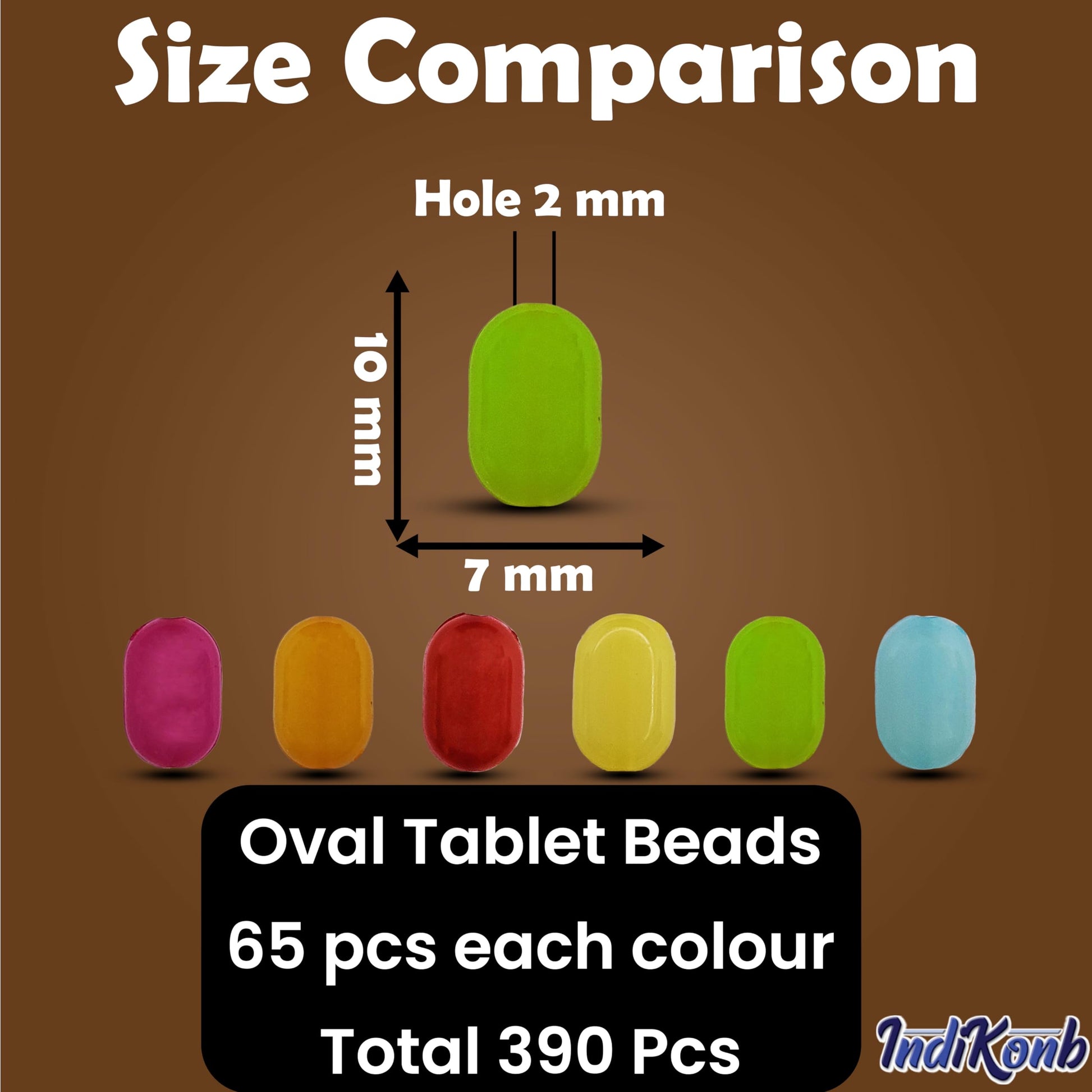 To add a handmade beadwork accent to handmade projects with oval detail, place multicolour 10mm and 7mm beads into necklace making and DIY jewellery projects.