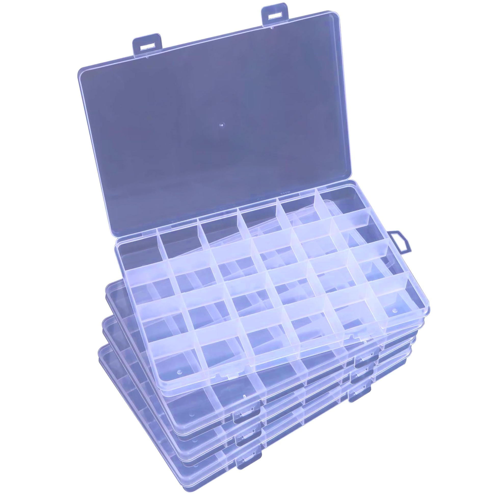 4 Box Plastic Partition Organizer with 24 Compartments. Main product image showing the full product layout.