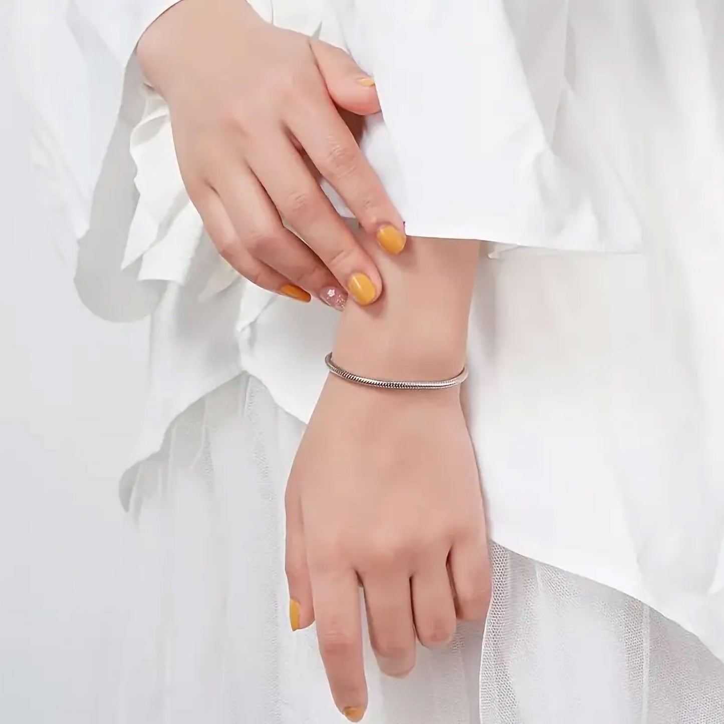 Silver Steel Snake Bracelet Making Cord Chain for Women and Girls Stainless Steel. Additional product image showing design details for fashion wear.