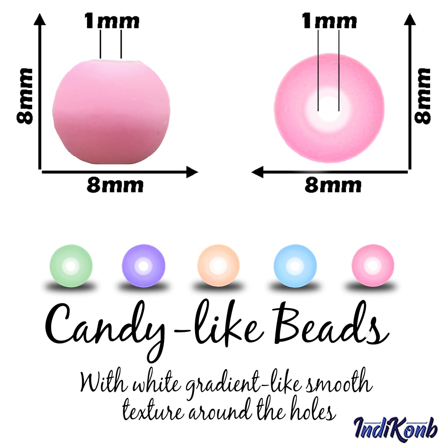 Use white and multicolour 8mm beads for necklace making and DIY jewellery projects when the design needs a handmade beadwork accent to handmade projects.