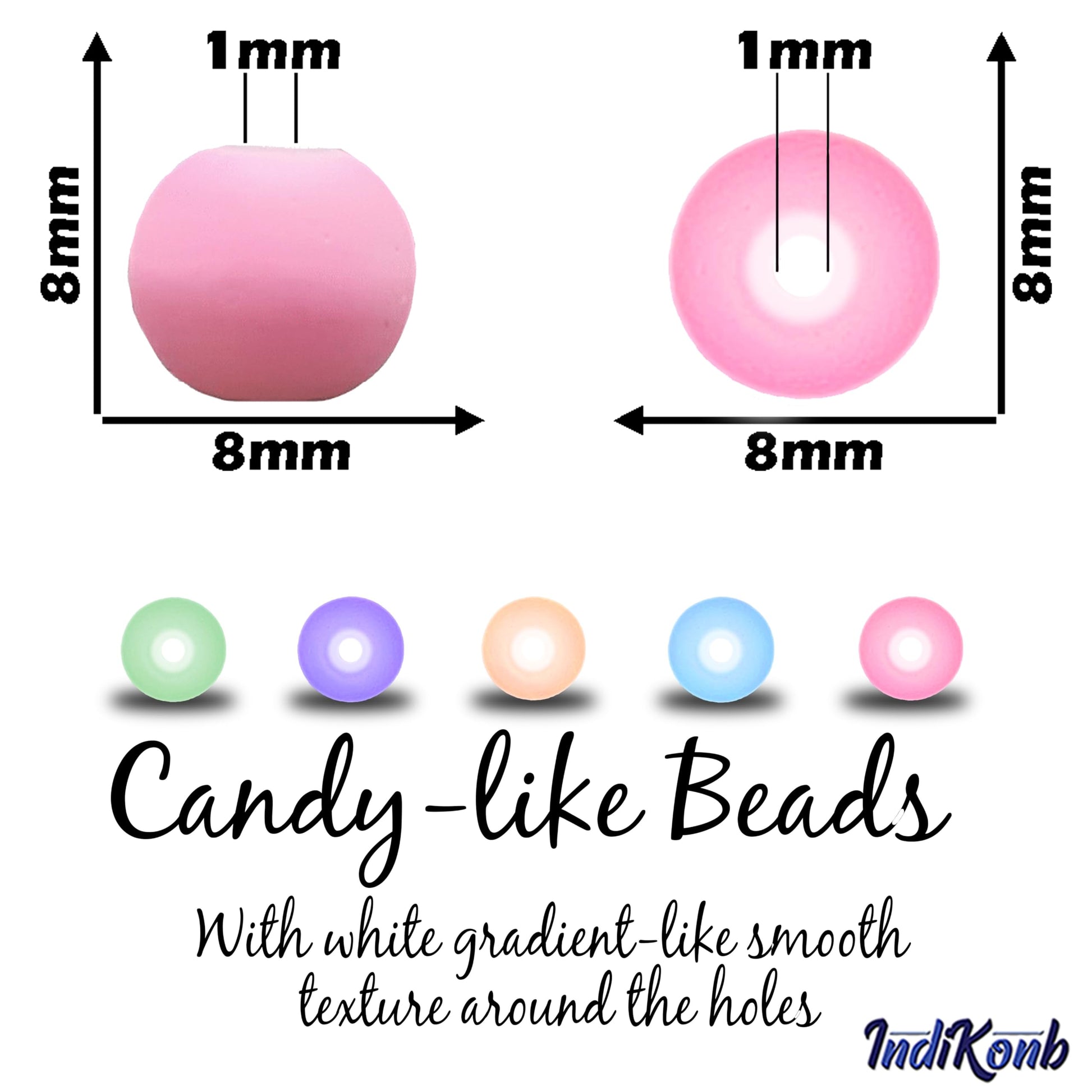 Use white and multicolour 8mm beads for necklace making and DIY jewellery projects when the design needs a handmade beadwork accent to handmade projects.