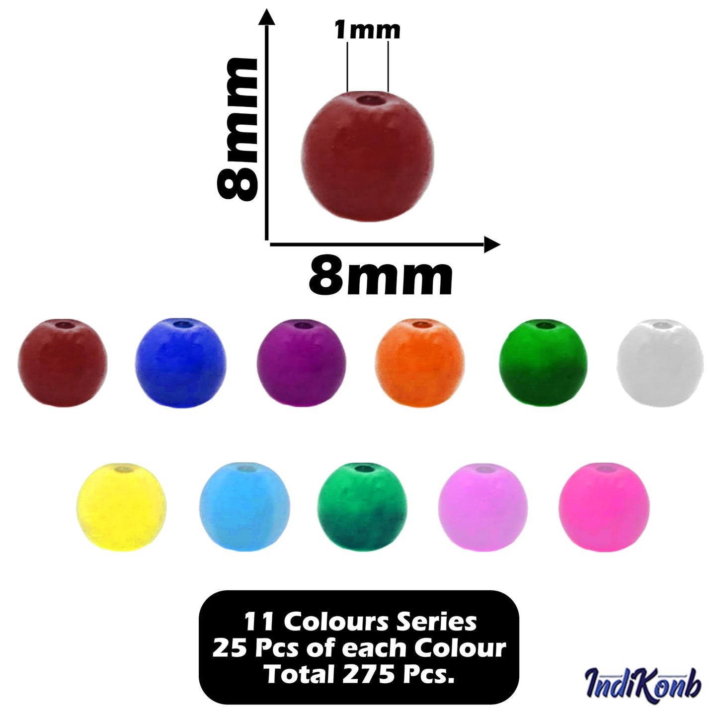 Multicolour and pearl 8mm beads are a clean finishing element for DIY jewellery projects.