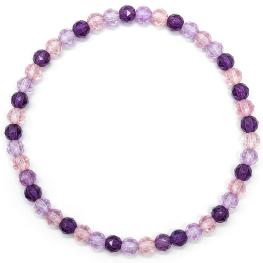 Add easy sparkle to wrist stacks with a purple faceted beaded bracelet for women and girls.