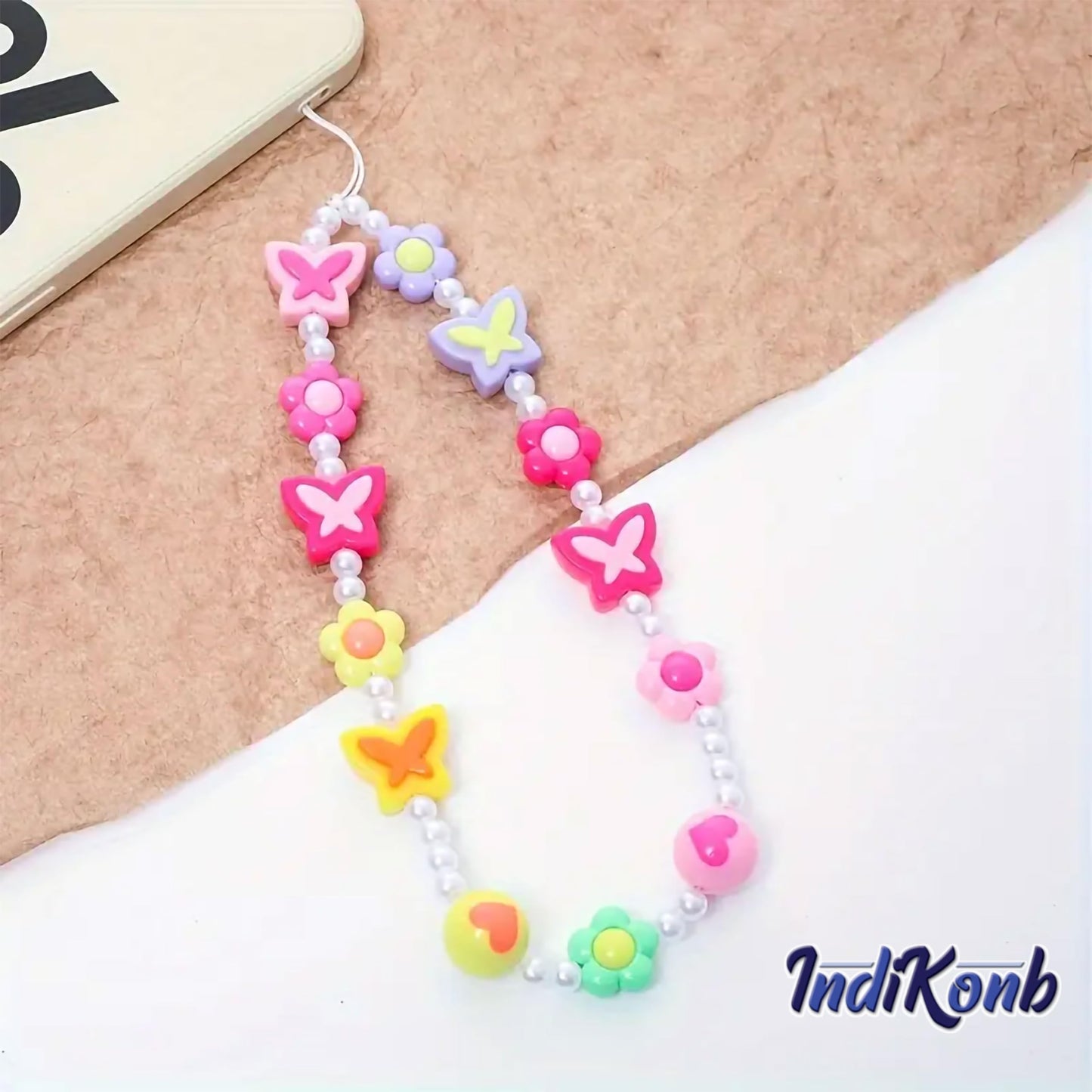 Multicolor 50 Pcs Multicolour Pastel Cute Large Fancy Beads for Phone Acrylic. Packaging and contents image showing the full set for craft use.