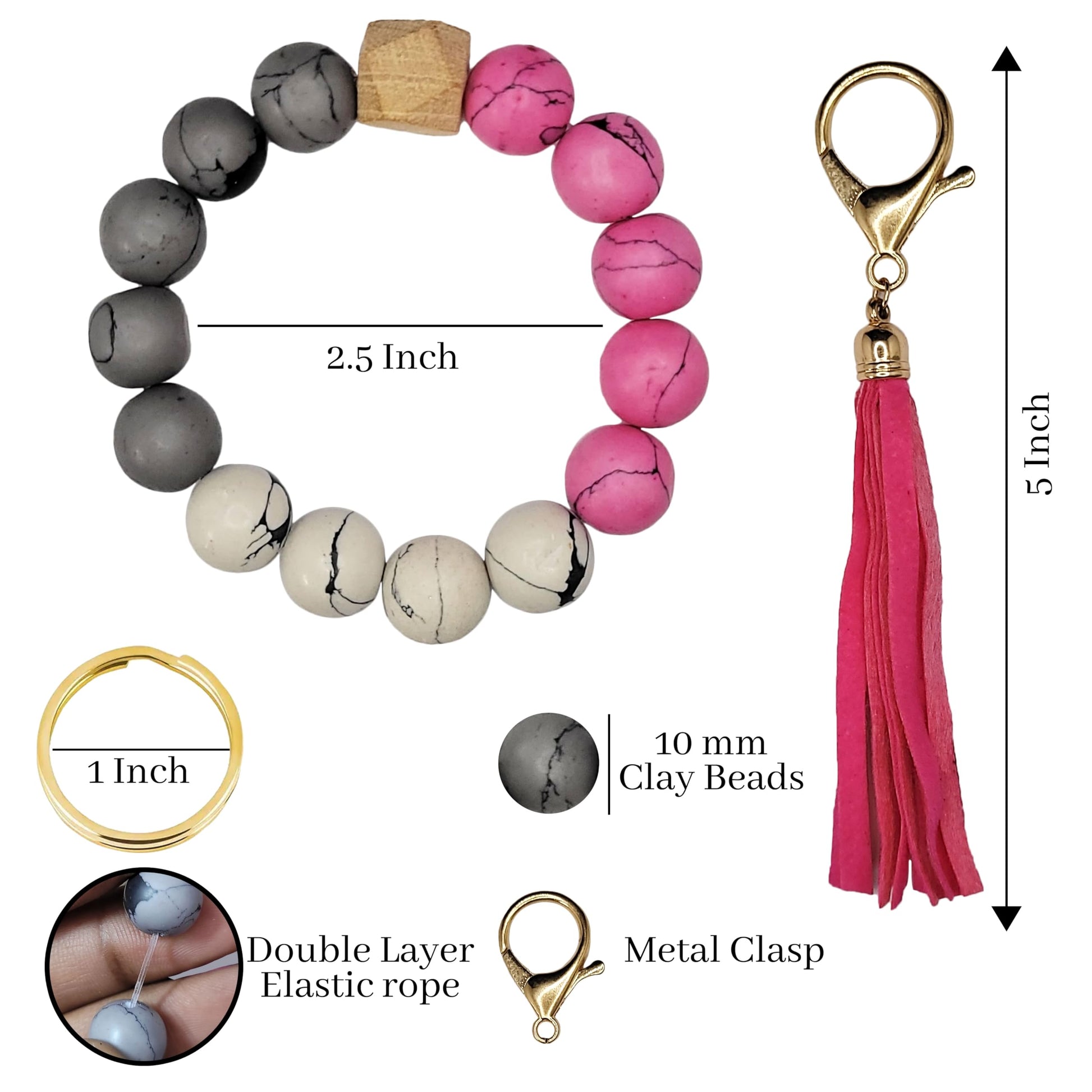 Style pink 6-7 inch and 7 inches keychain rings with daily wear, party wear and gifting for clean metal connector detail to handmade projects.