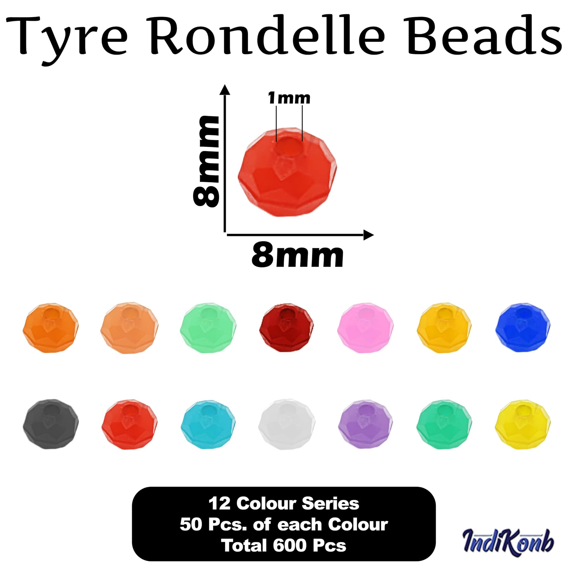 Opaque and rainbow 8mm beads give necklace making and DIY jewellery projects a neat visual lift.