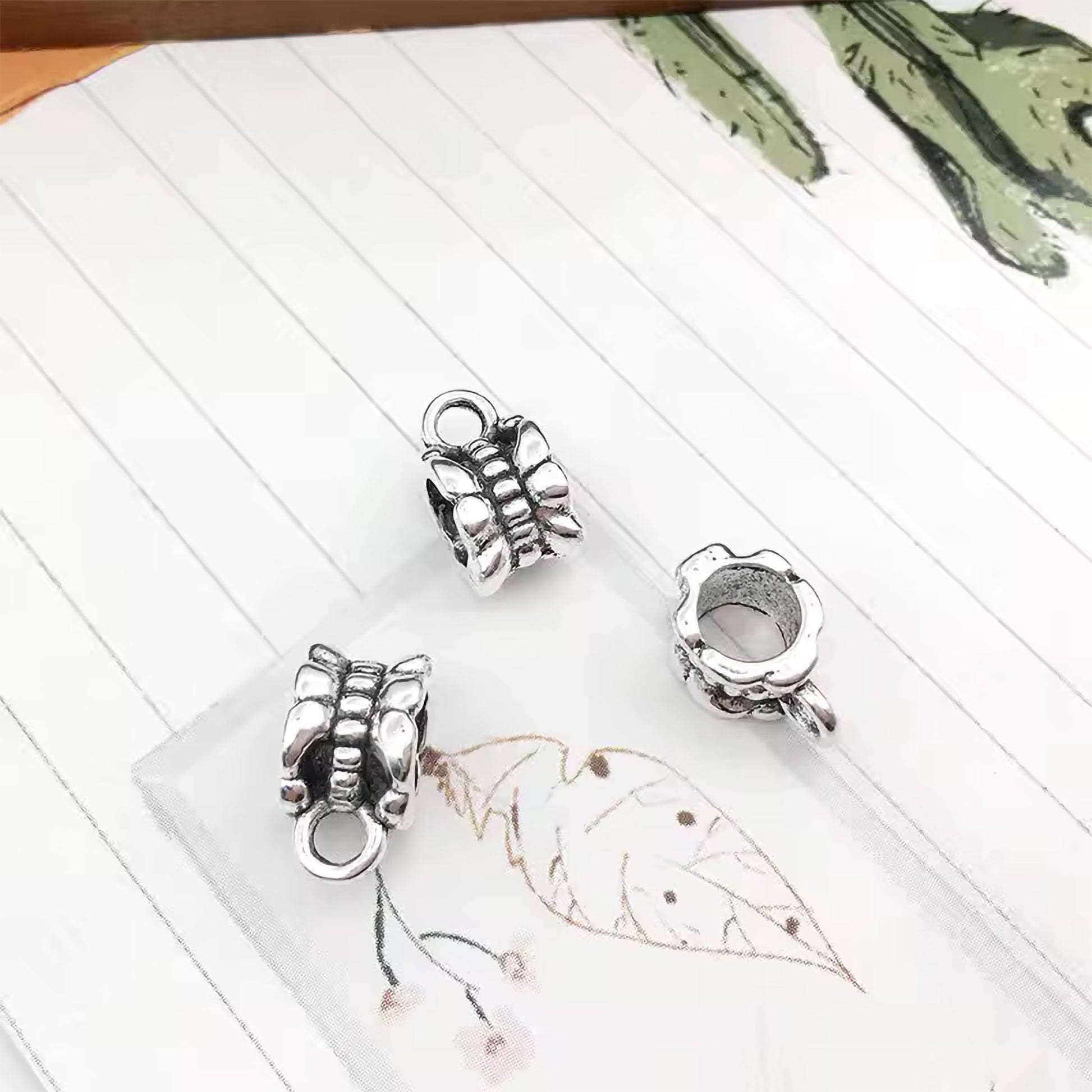 Oxidized Silver Jewellery Raw Material Set, Tibetan Spacer silver03 image 3